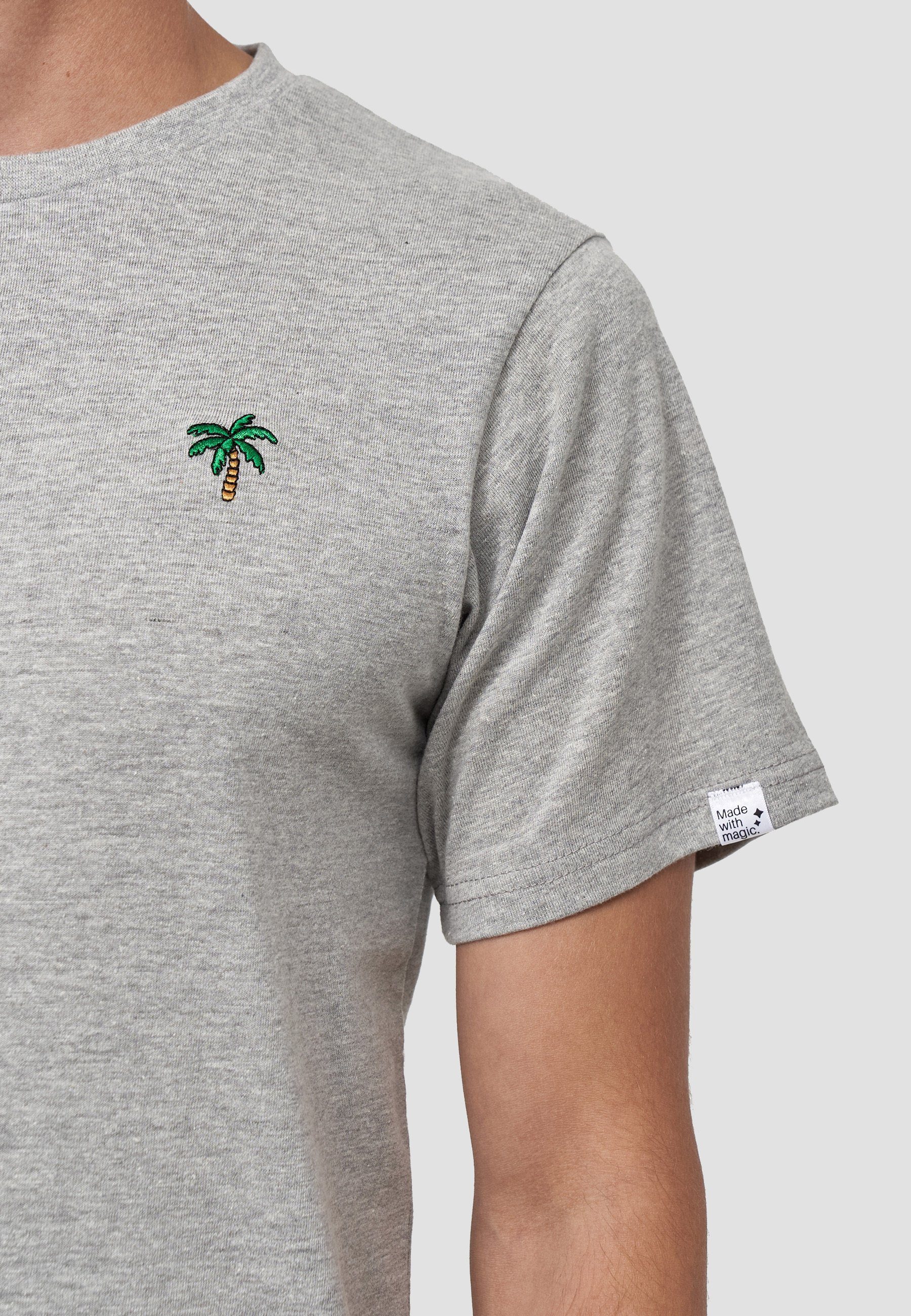 zertifizierte Palme MIKON Hellgrau Bio-Baumwolle T-Shirt GOTS