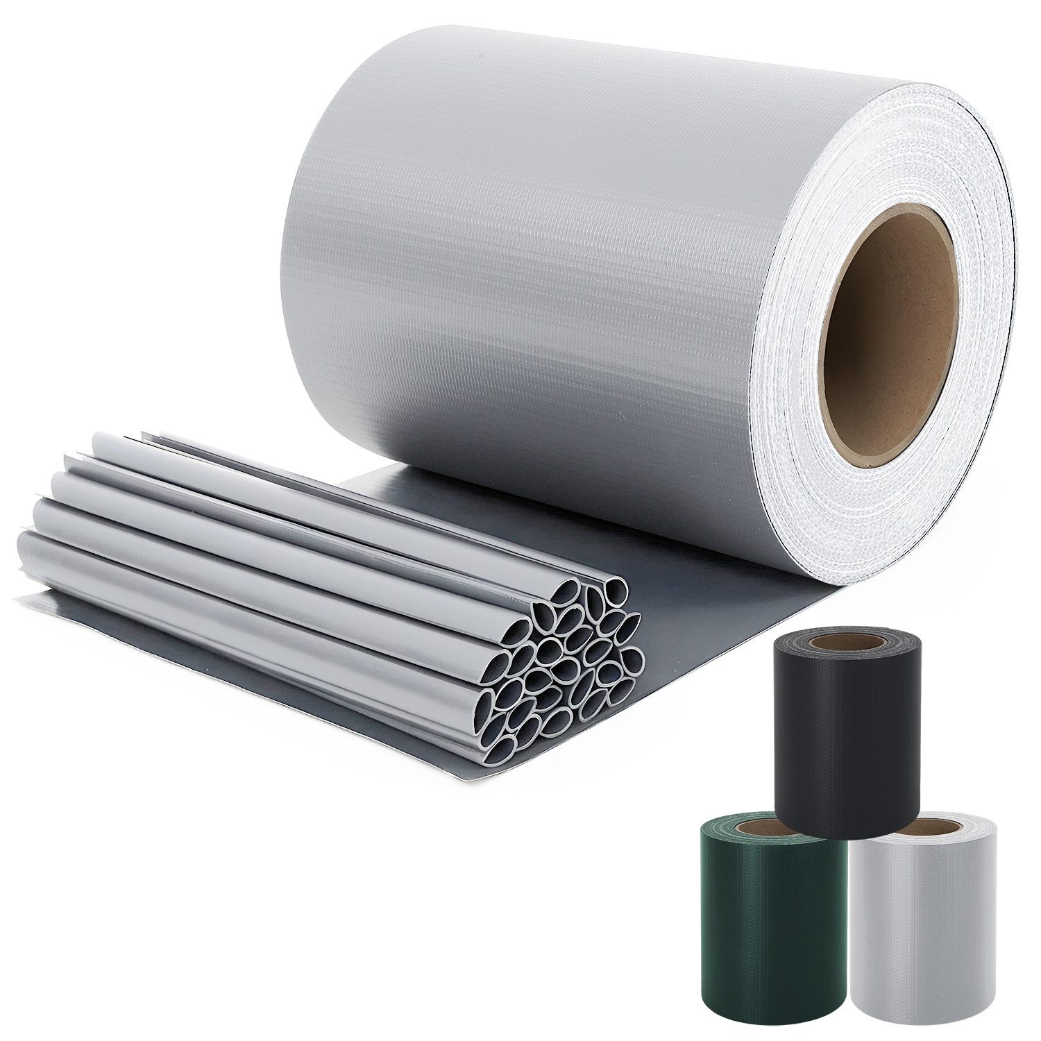 Sekey Sichtschutzstreifen PVC Sichtschutzstreifen blickdicht Sichtschutz Rolle 35/50m x 19cm, Nur 0,6 € pro Meter für Doppelstabmatten Zaun, inkl. Clips