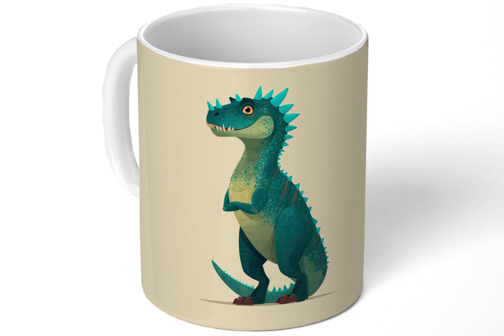 MuchoWow Tasse Dinosaurier - Türkis - Stacheln, 1-tlg., Keramik, Kaffeetassen, Teetasse, Becher, Kaffeebecher, Geschenk