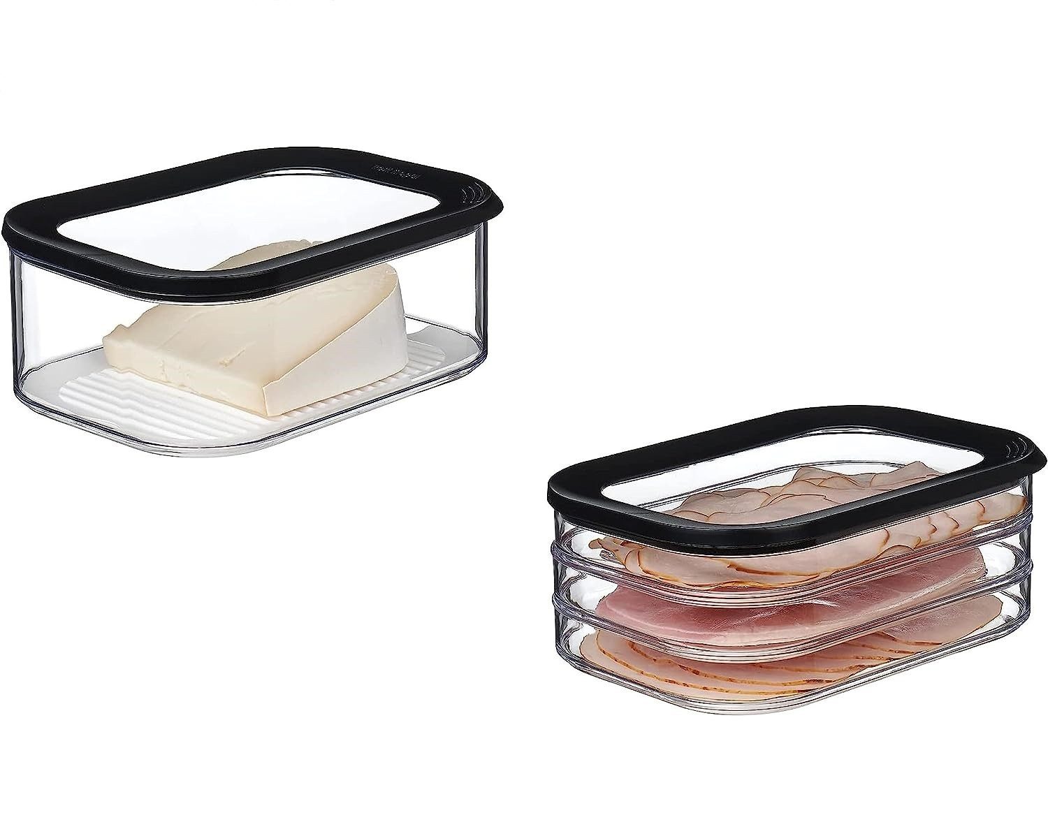 Mepal Vorratsdose Meat and Cheese Set Nordic Black, Modula Vorratsdosen mit Deckel, Styrol-Acrylnitril (SAN), Polyethylen (PE), Anti-Kondensationseinsatz, luftdicht & spülmaschinenfest
