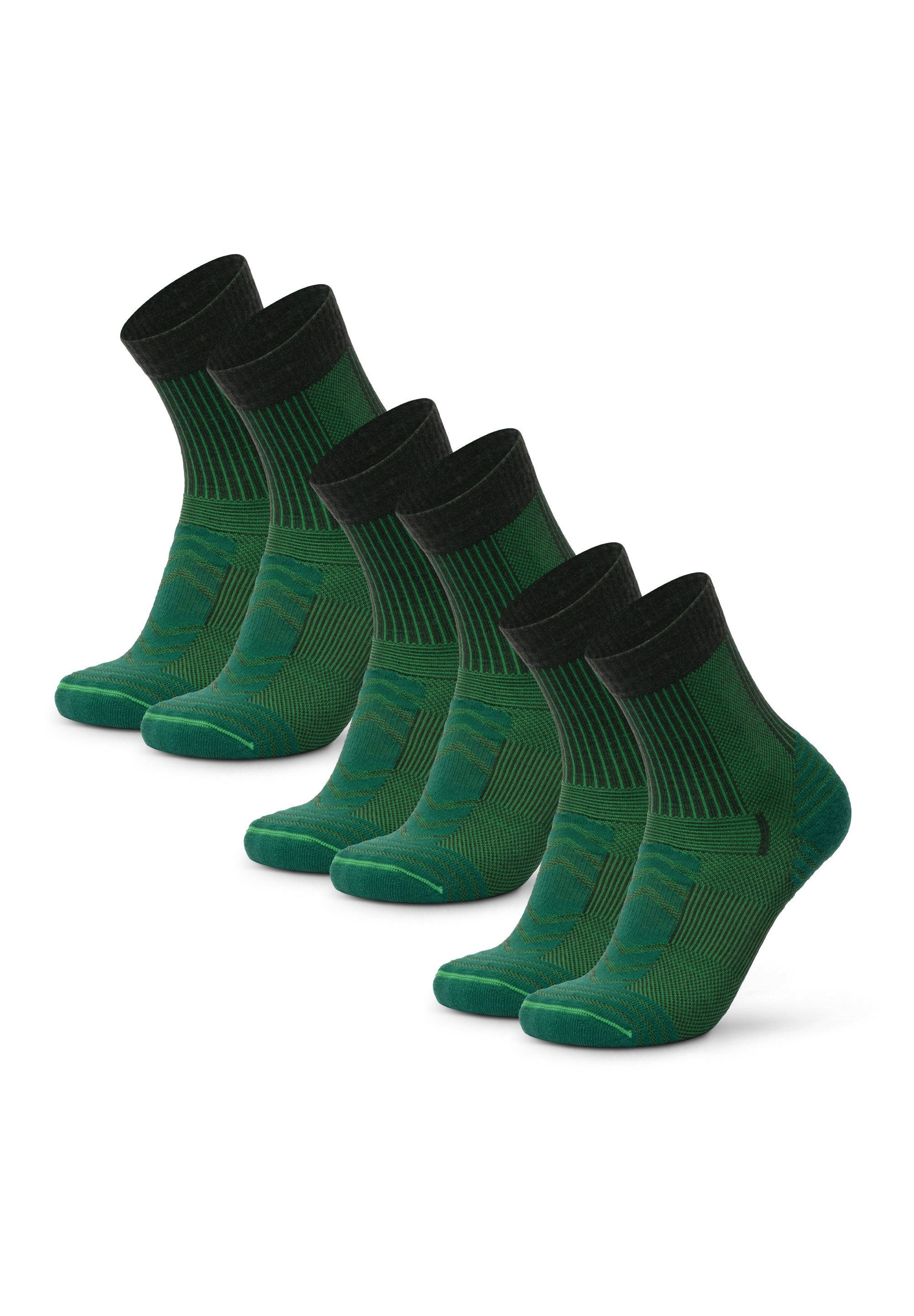 DANISH ENDURANCE Basicsocken Light Hiking Crew (3-Paar) Leicht & gepolstert, Anti-Blasen Socken, Ideal zum Wandern