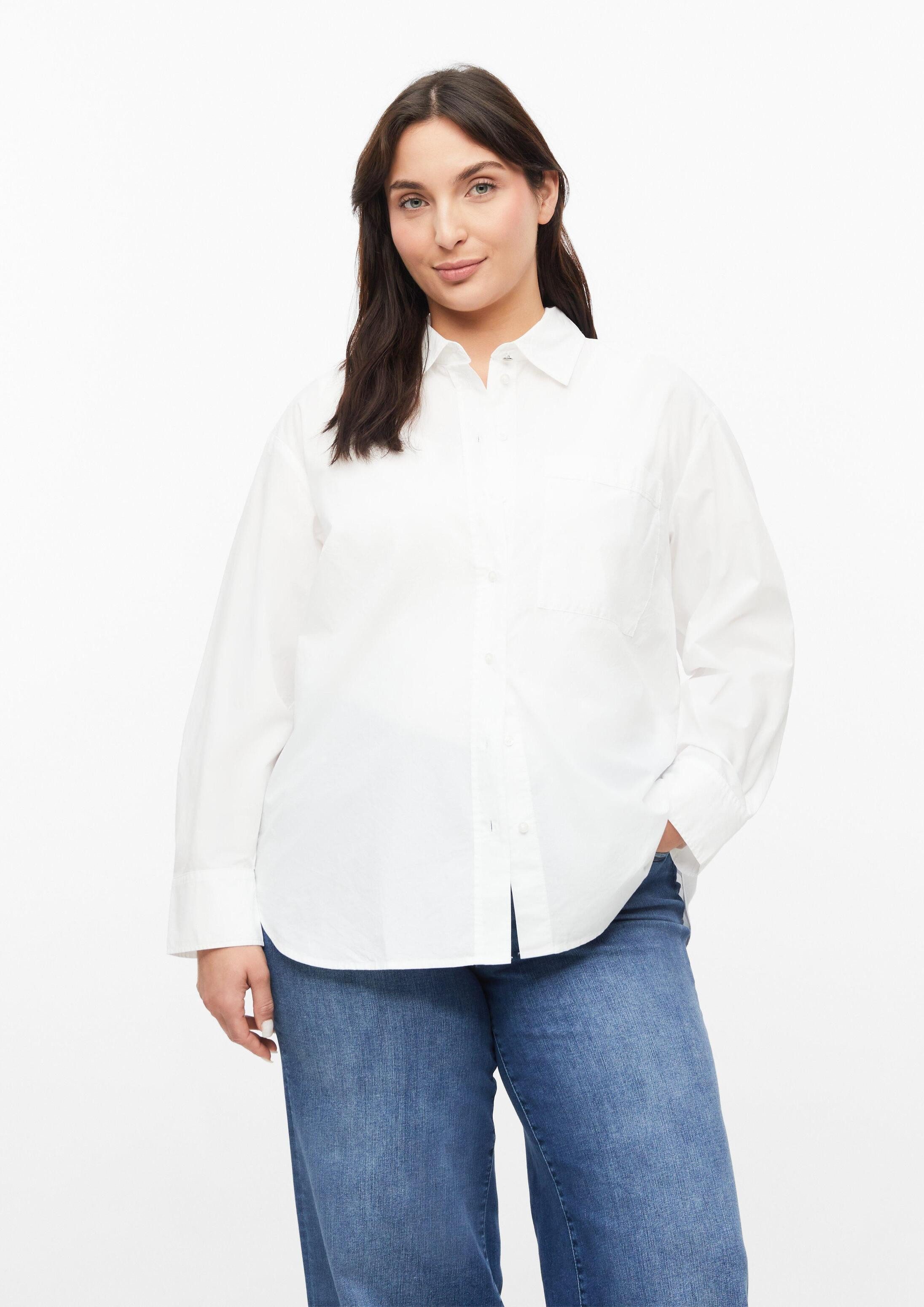 s.Oliver Langarmbluse Bluse Poplin-Bluse mit Brusttasche