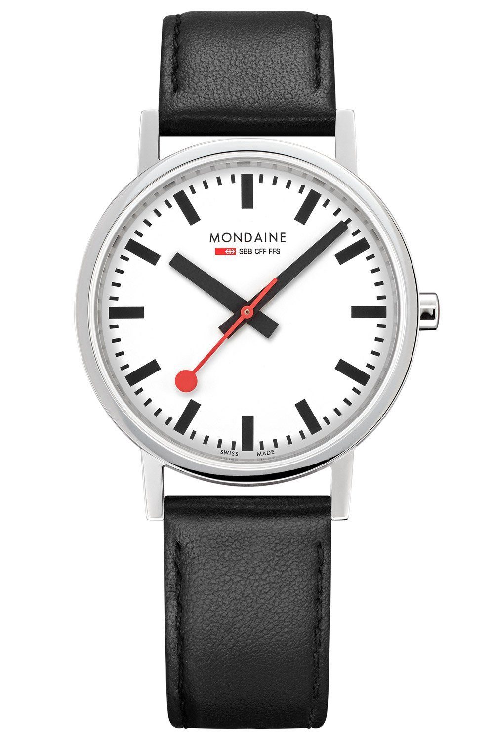 Unisex-Uhr Classic MONDAINE Quarzuhr Schwarz 36 mm