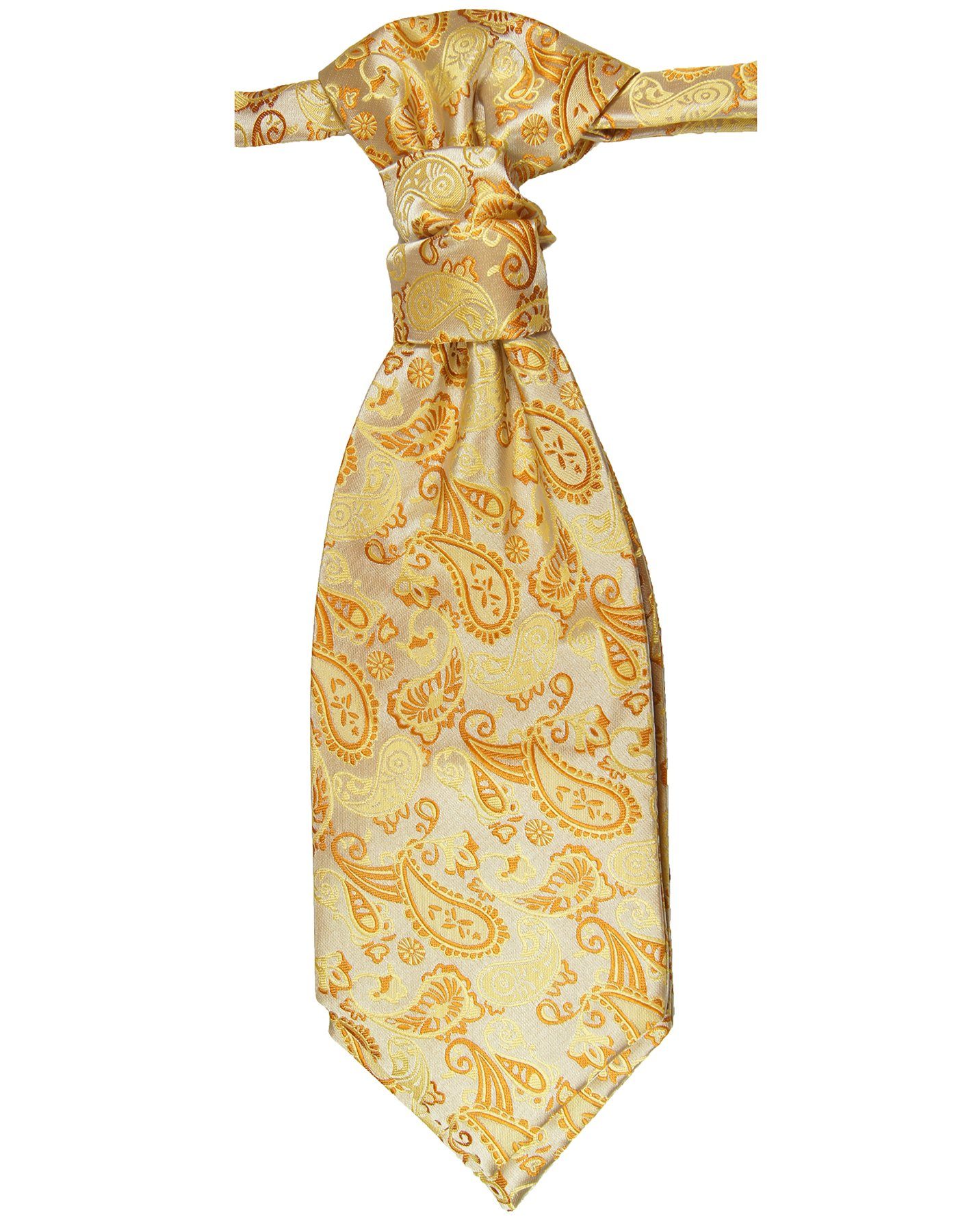 - Elegantes Malone Krawatte Paul v16 Herren vorgebunden orange Hochzeitskrawatte Plastron paisley gold