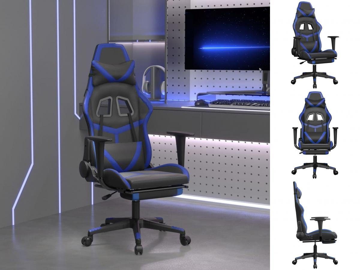 vidaXL Bürostuhl Gaming-Stuhl mit Fußstütze Schwarz und Blau Kunstleder Schwarz und blau | Schwarz und blau