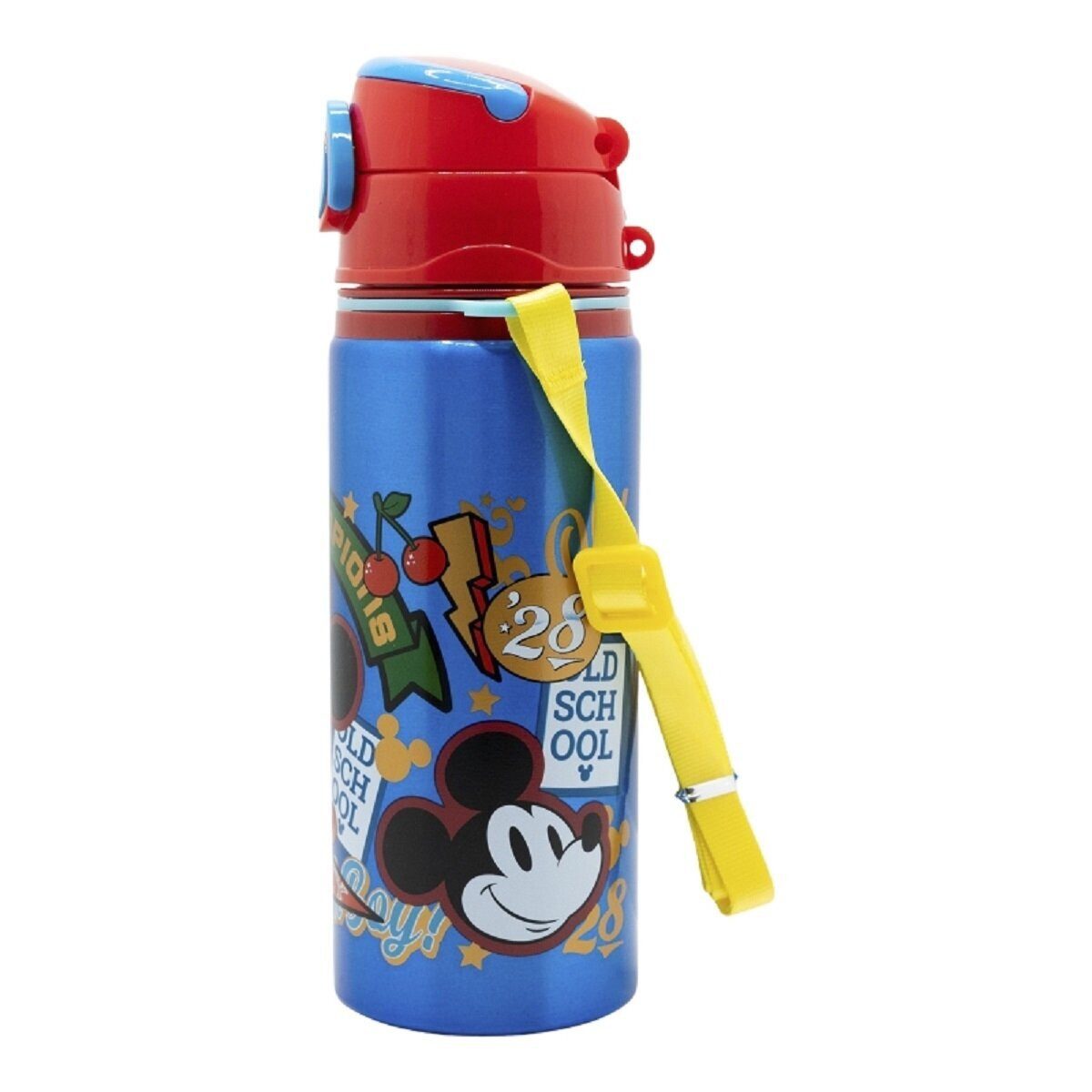 Disney Trinkflasche Disney Mickey Aluminium Trinkflasche 730ml mit Strohhalm & Tragegurt