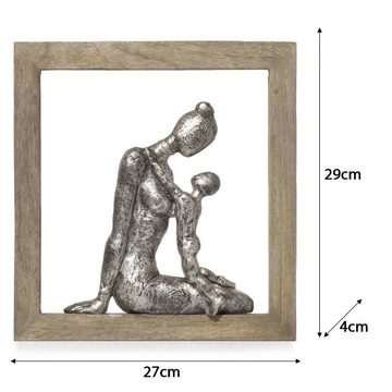 Moritz Skulptur abstrakt Mutter mit Kind 29 x 27 x 3 cm, Dekoobjekt Holz, Tischdeko, Fensterdeko, Wanddeko, Holzdeko