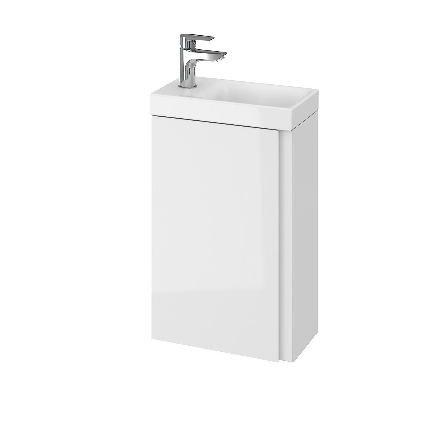 KOLMAN Waschbeckenunterschrank Badmöbel Set MODUO 40 Badezimmerschrank (160x40x34) mit Türen & Keramikwaschbecken Weiß