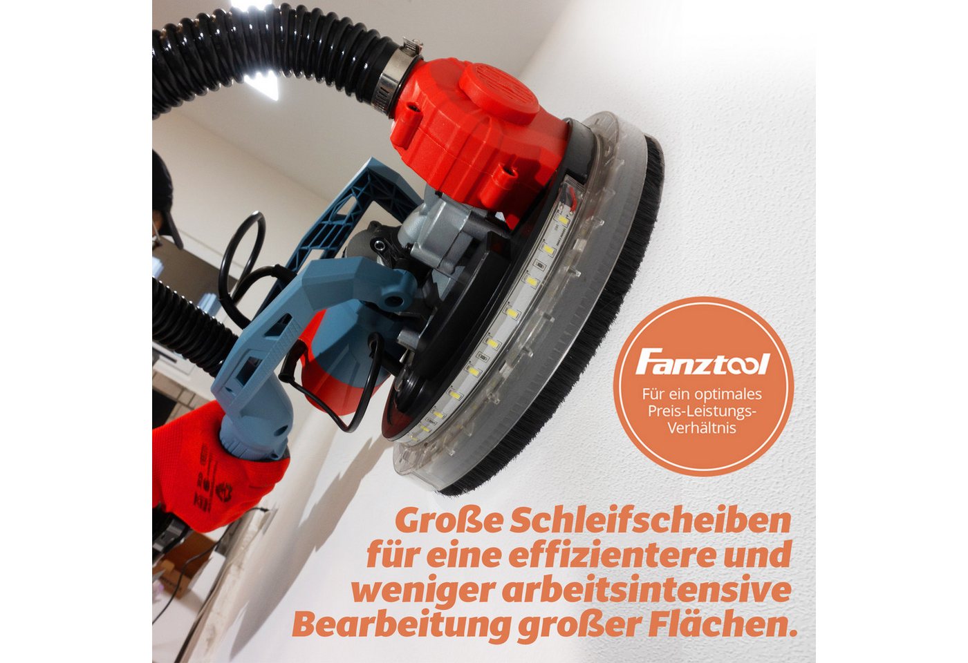 Thumbnail - Fanzwork Trockenbauschleifer 750 Watt Trockenbauschleifer mit intrigiertem Staubsauger Giraffe