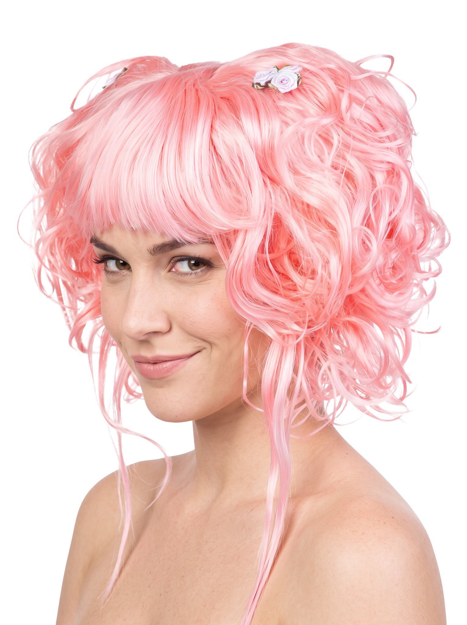 Maskworld Kostüm-Perücke Manga Perücke Rosa Karneval Faschingskostüm Damen