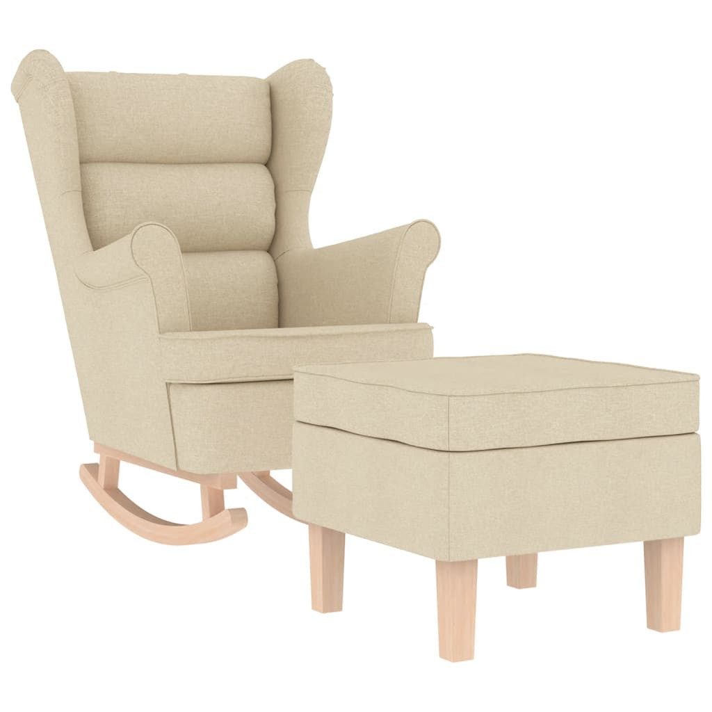vidaXL Sessel Schaukelstuhl mit Fußhocker Creme günstig online kaufen