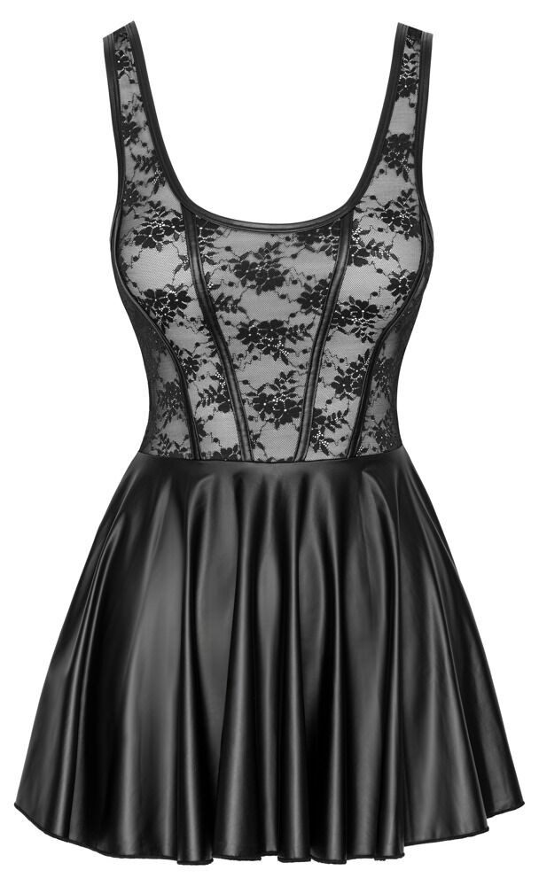 Minikleid Minikleid aus Spitze und Mattlook - schwarz