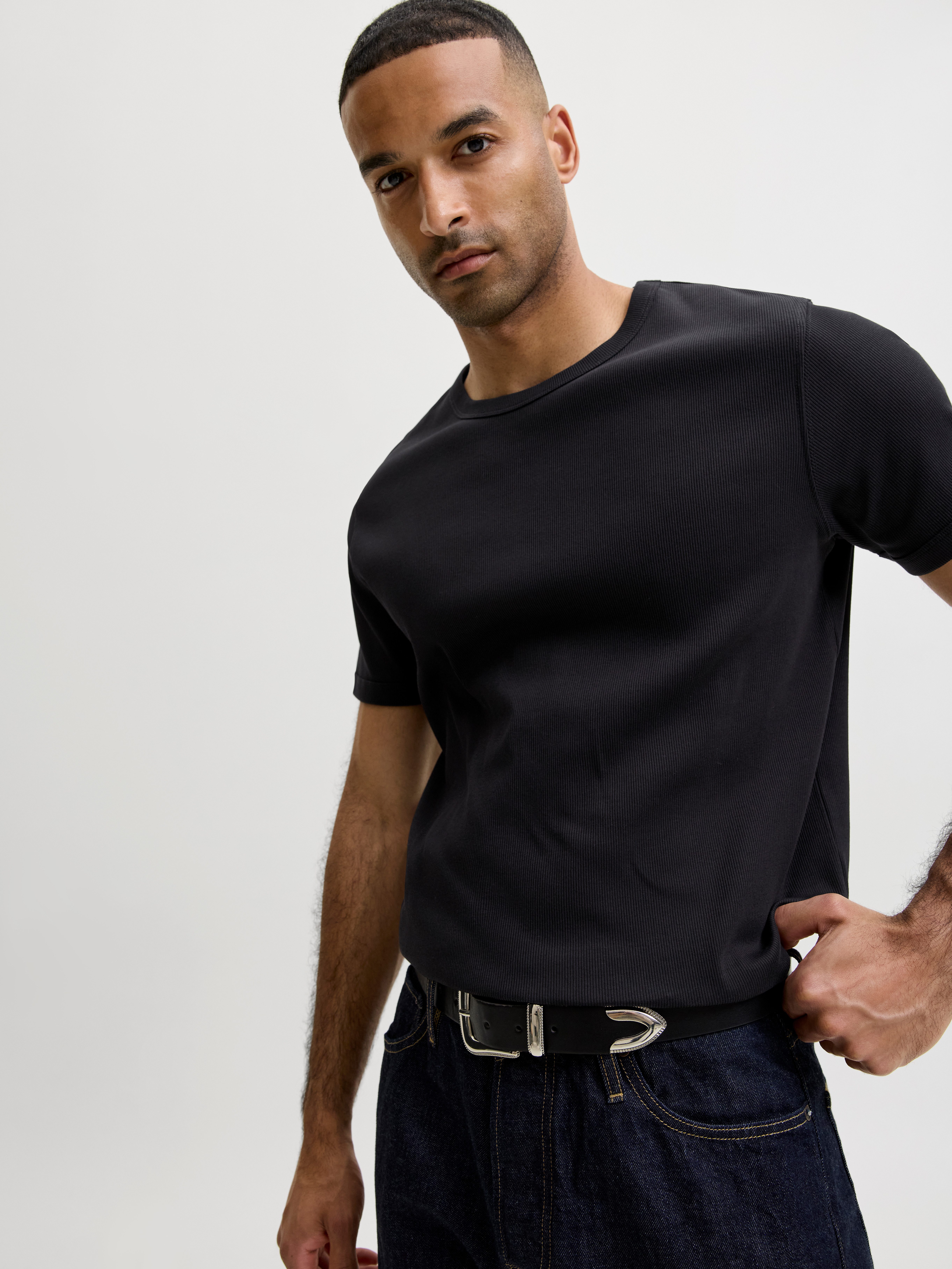Jack & Jones Rundhalsshirt JJEORGANIC RIB TEE SS CREW NECK 2PK MP (Packung, 2-tlg) Baumwollmischung, slim fit – Bild 5 von 5