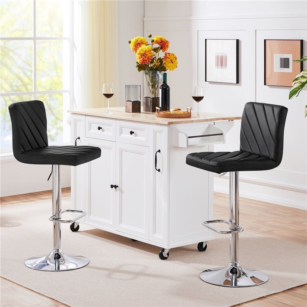 Yaheetech Barhocker (2er), Höhenverstellbare Barstühle mit Fußstütze Drehho günstig online kaufen