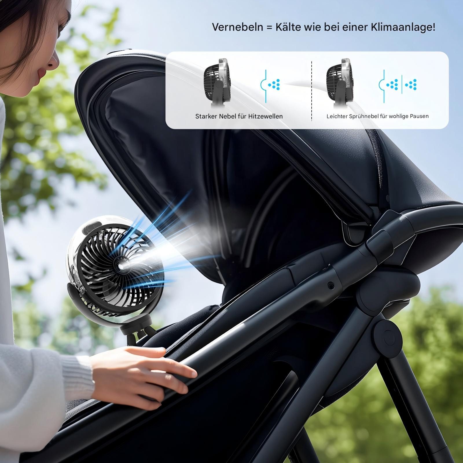 ATEROLL Tischventilator Mini-USB-Ventilator mit Oktopus-Basis,mit Nebel,einstellbarem Licht, 3 Geschwindigkeiten,leise Geeignet für Handheld/Desktop/Autositz
