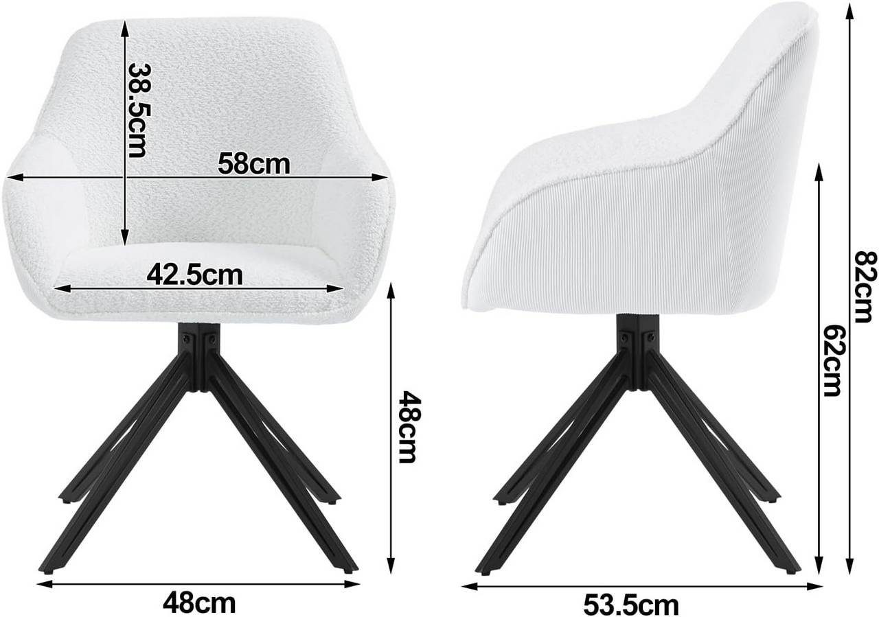 (Set, Weiß 6 St), Armlehnen Polsterstuhl mit drehbar Esszimmerstuhl Küchenstuhl Woltu