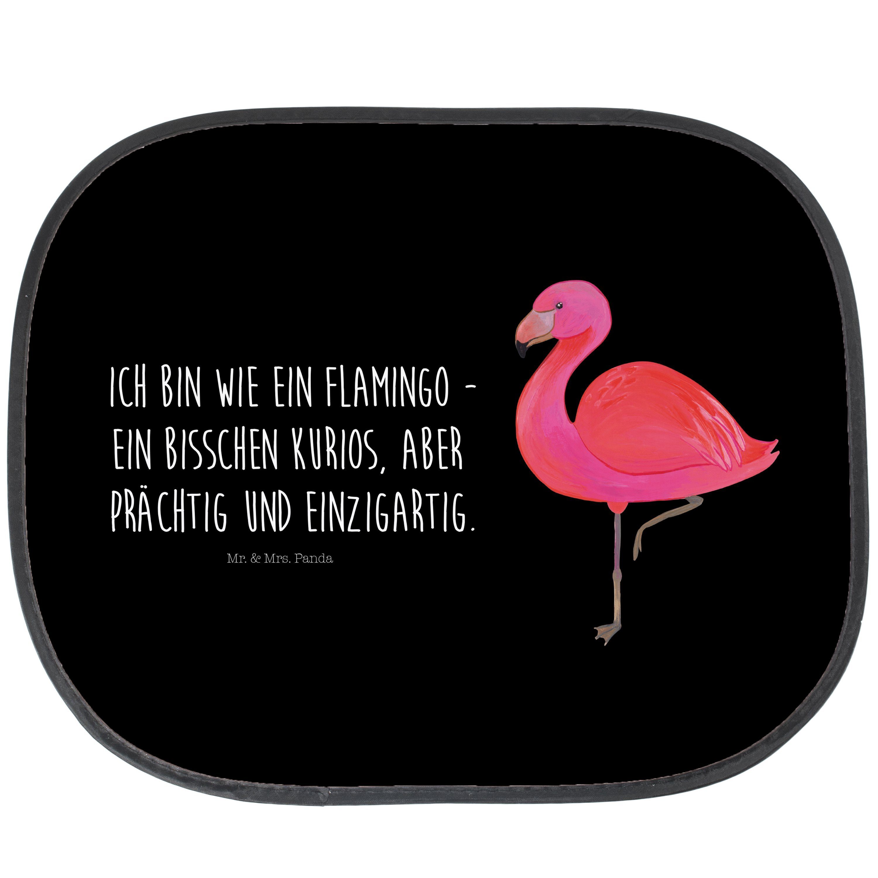 Sonnenschutz Flamingo classic - Schwarz - Geschenk, Auto Sonnenschutz, rosa, für m, Mr. & Mrs. Panda, Seidenmatt