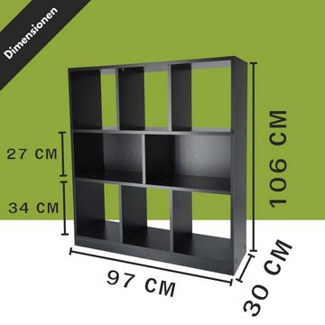 Coemo Standregal, Standregal Split Schwarz 98x30x106 cm MDF Raumteiler kombinierbar