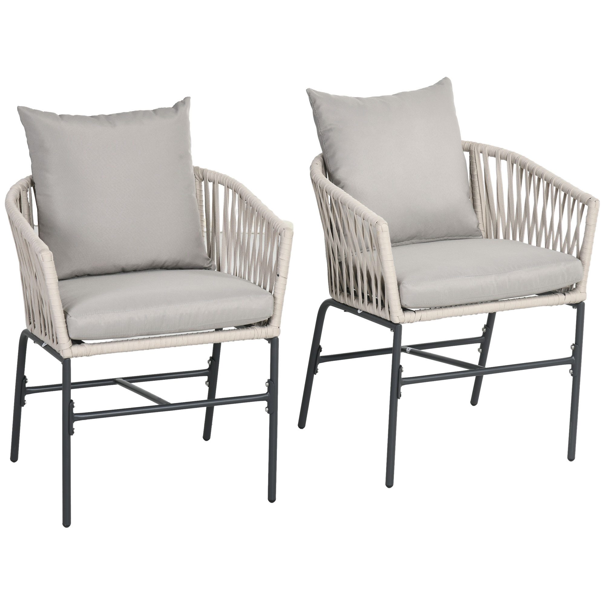 Outsunny Sitzgruppe 2er-Set Gartenstühle mit Kissen günstig online kaufen