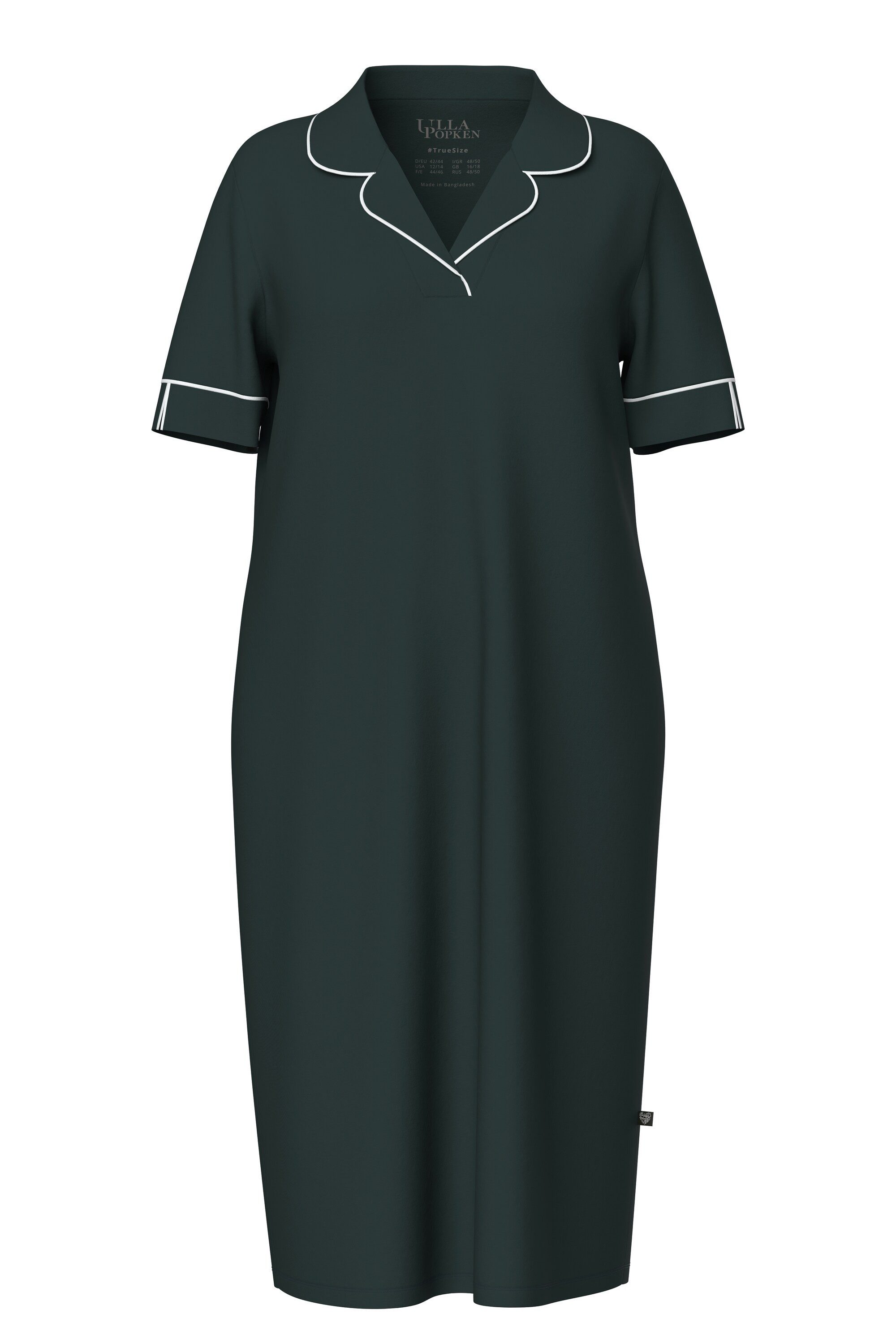 Ulla Popken Nachthemd Nachthemd Zierpaspeln Reverskragen Halbarm günstig online kaufen