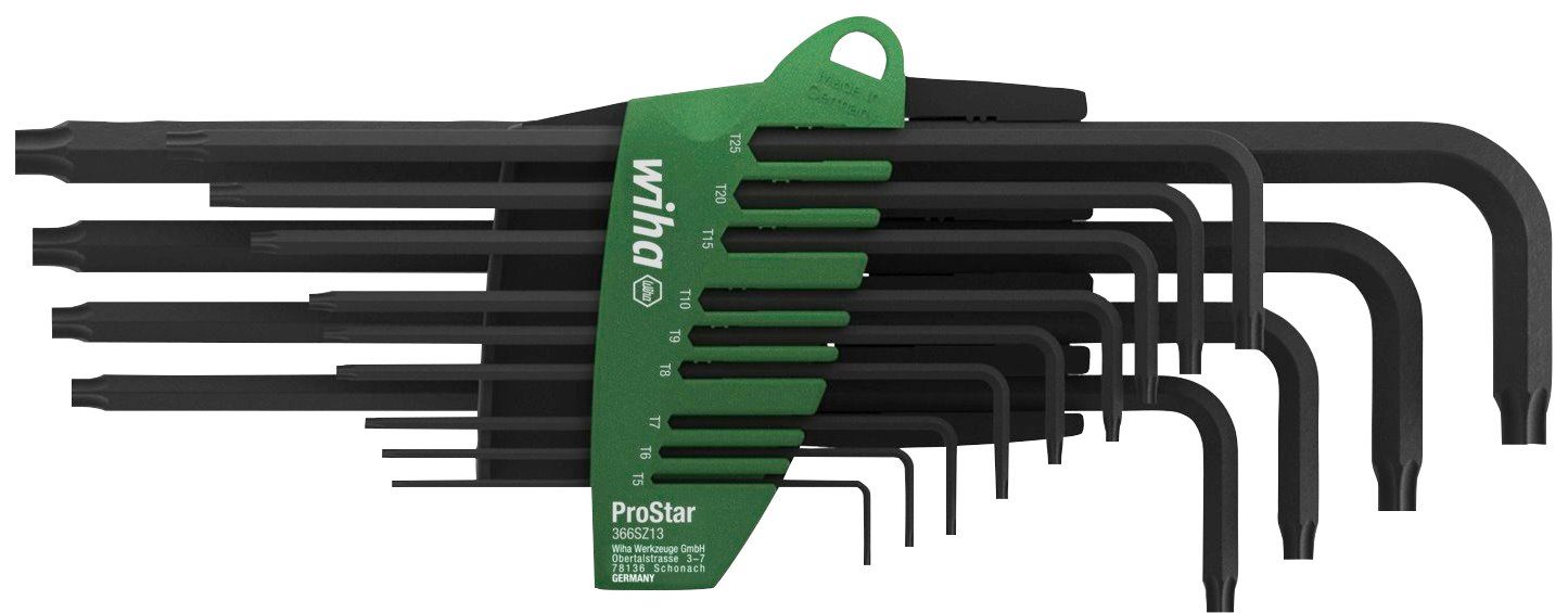 Wiha Werkzeugset Stiftschlüssel (24312), TORX®, schwarzoxidiert 14-tlg., ProStar-Halter im