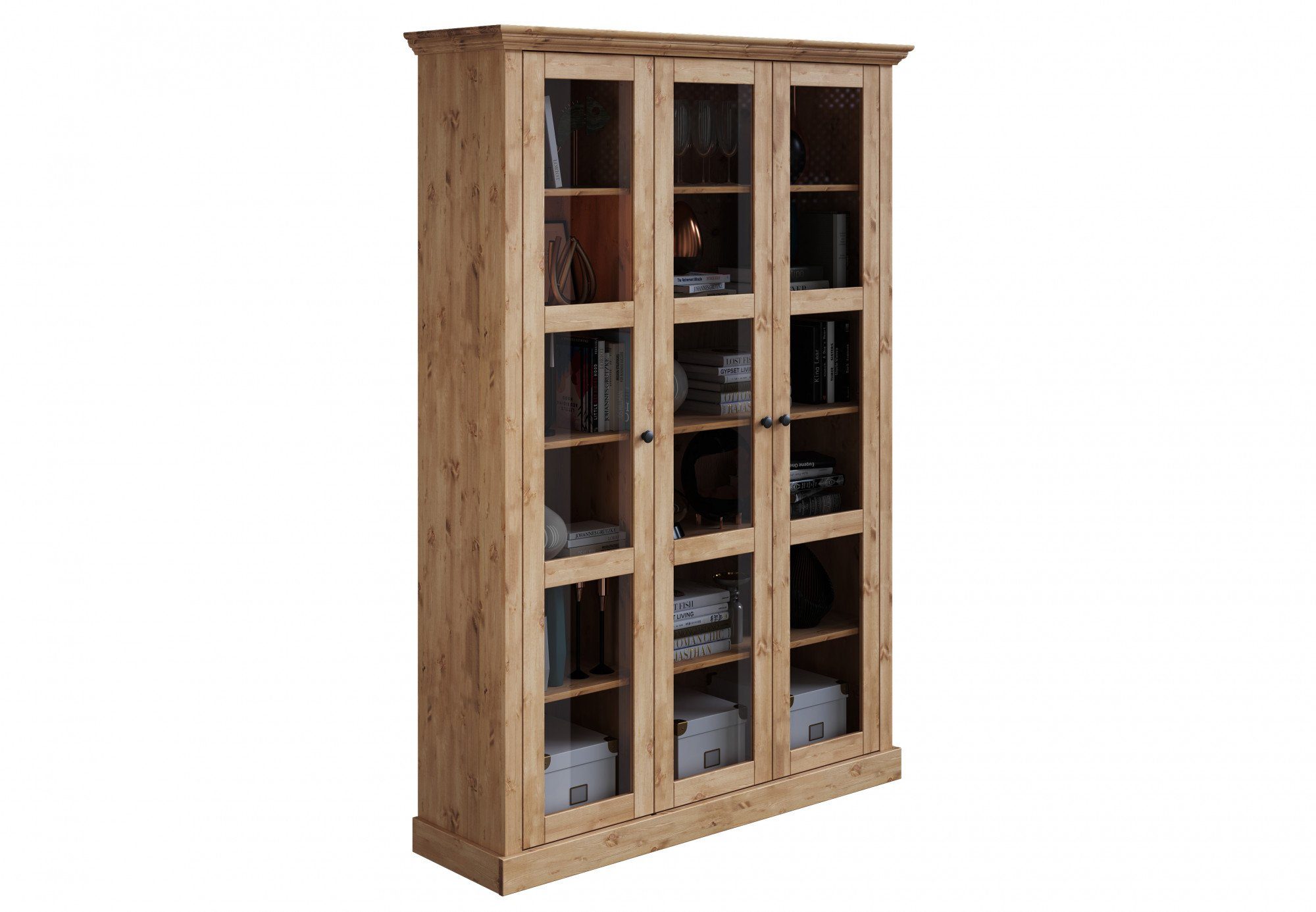 natur natur Kiefer, Vitrine Meliss affaire massiver aus mit Home Stauraum viel |