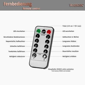 VOLTRONIC LED-Lichterkette VOLTRONIC® 50 100 200 LED Lichterkette, BATTERIEBETRIEBEN, Indoor + Outdoor, 8 Programme, mit Fernbedienung