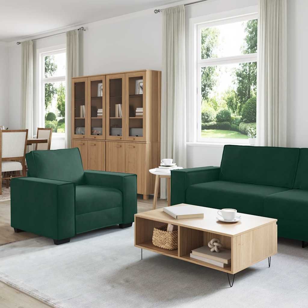 vidaXL Sofa 3-tlg. Sofagarnitur mit Kissen Dunkelgrün Samt, 1 Teile günstig online kaufen