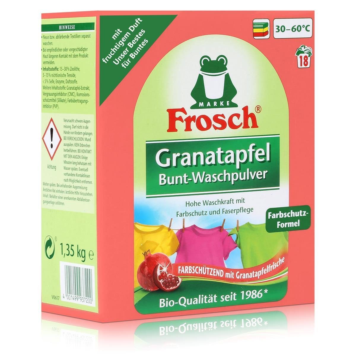 FROSCH Frosch Duft 1,35 Mit (4er fruchtigem Colorwaschmittel Bunt-Waschpulver kg - Granatapfel