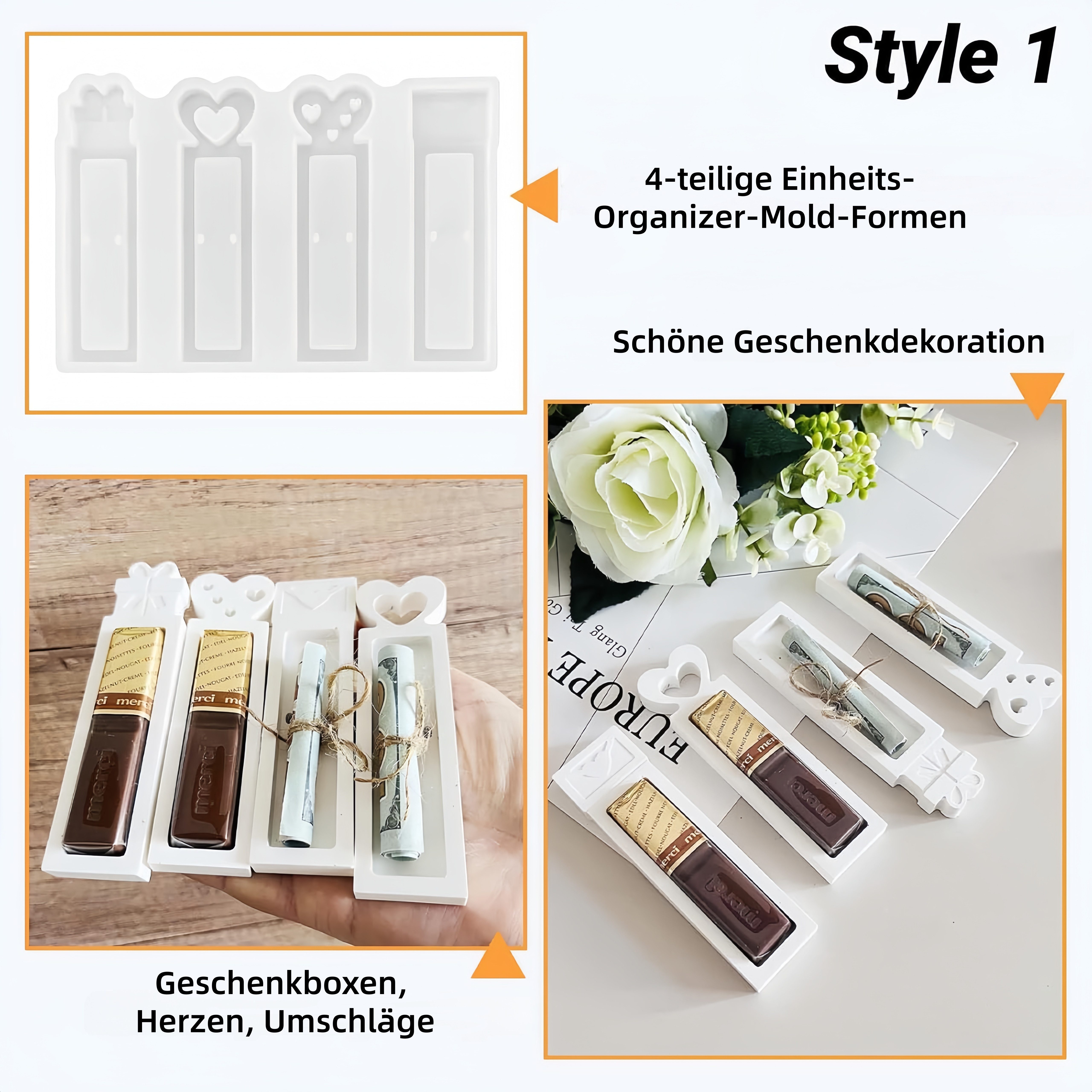 FOUORTUNATE-BEE Silikonform 8er Set Silikonformen – Geschenkbox für Lippenstift und Schokolade, Form zum Herstellen von Aufbewahrungen für Lippenstift und Süßigkeiten