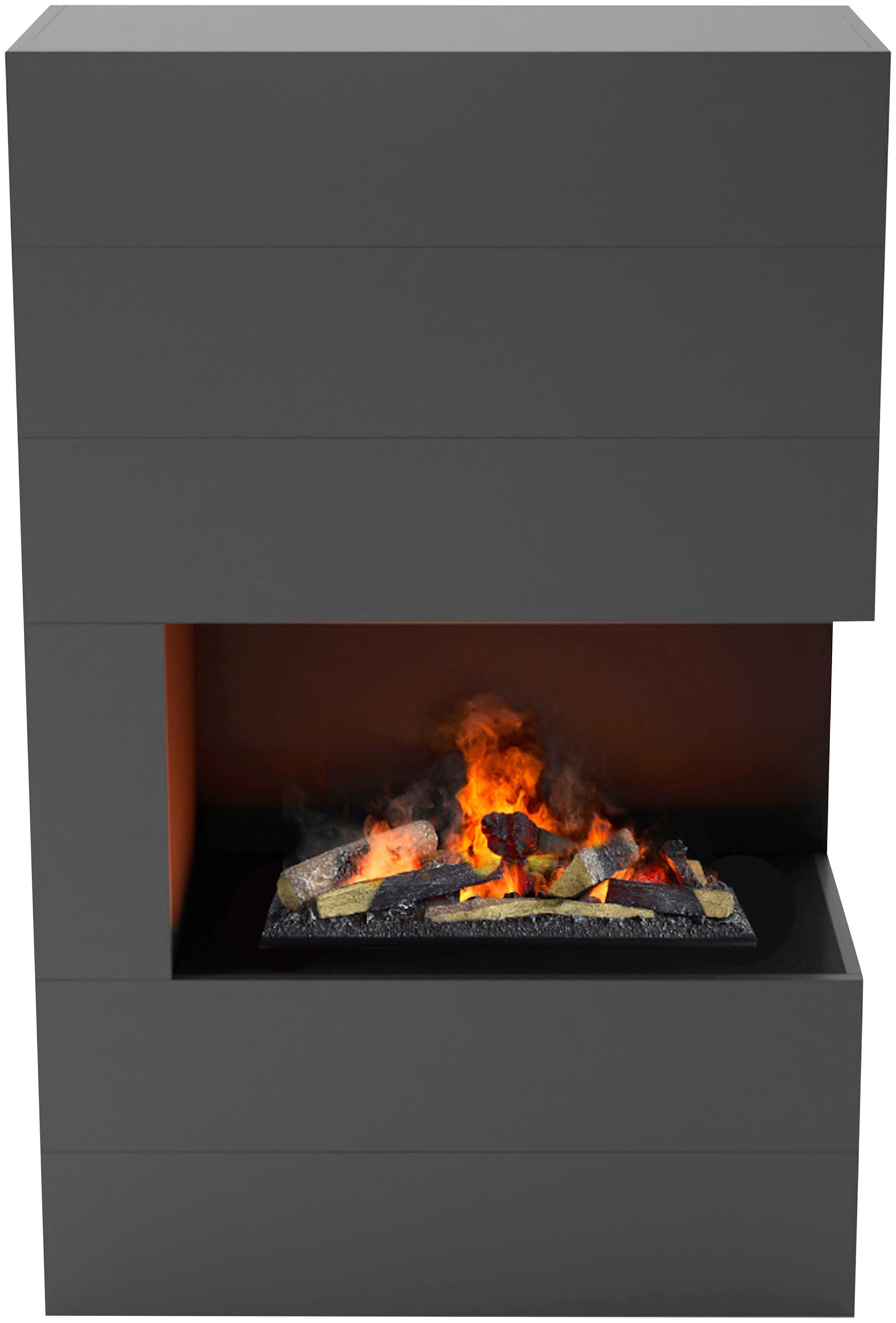 GLOW FIRE Elektrokamin mit 3D rechts integriertem »Tucholsky, Feuer grau Wasserdampfkamin Knistereffekt mit offen«