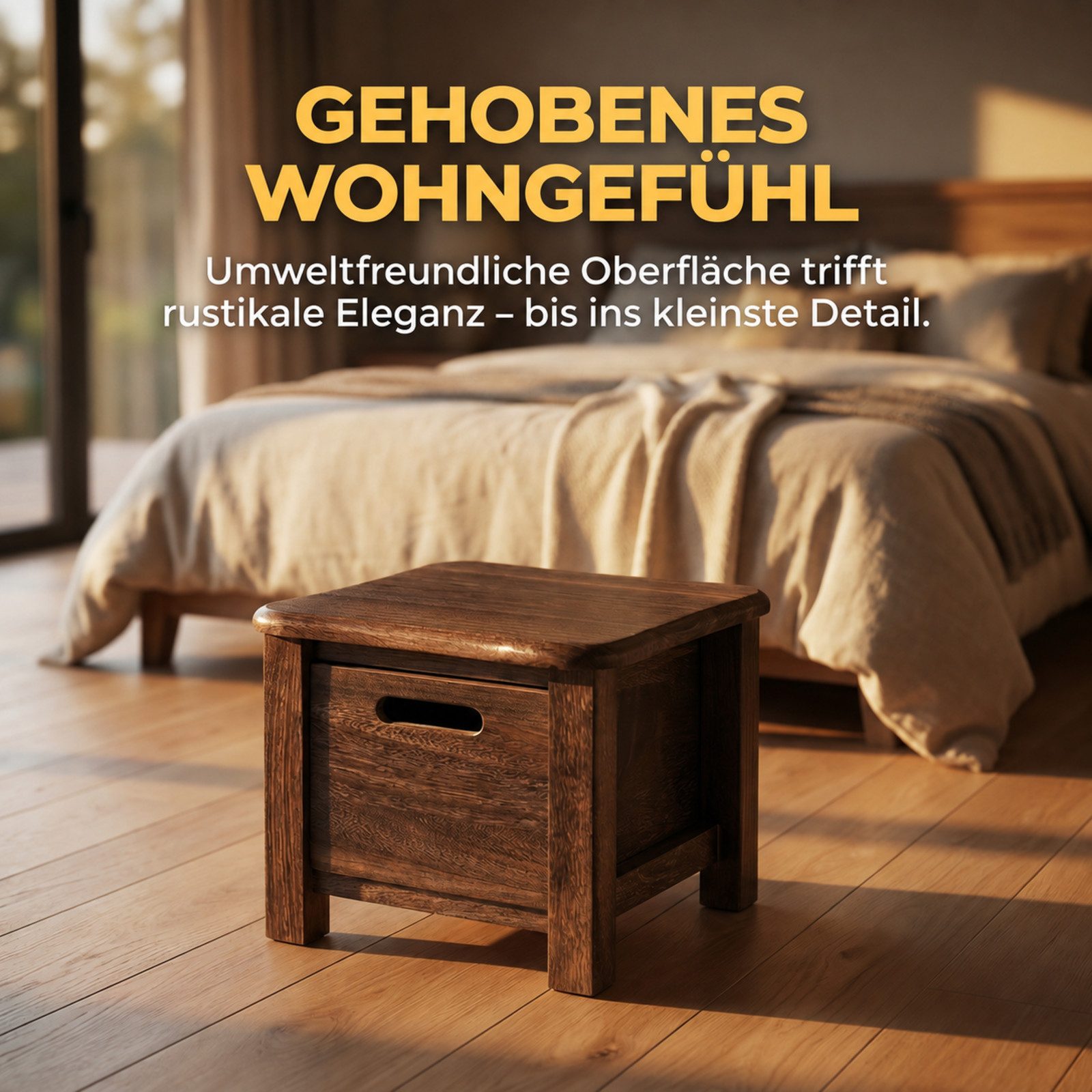 BlingBin Schuhbank Aus Massivholz mit Schublade, Eingangshocker Aufbewahrungsbank (1 Stück, 1-St., 30x30x25 cm), Ideal für Flur Und Wohnzimmer, Braun, 30cmx30cm – Bild 2 von 5