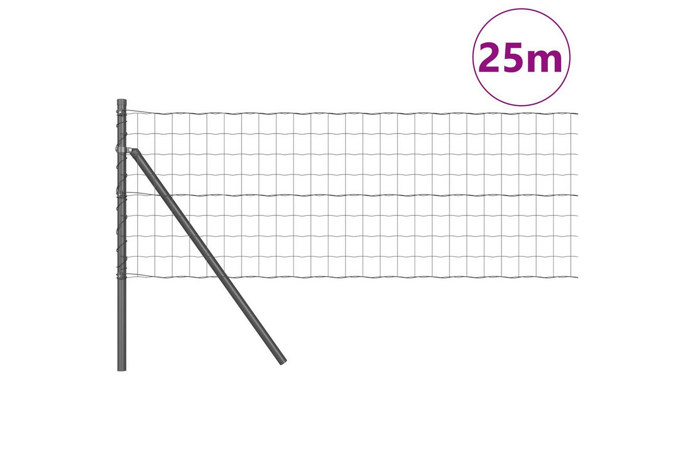 Thumbnail - vidaXL Gartenzaun Eurozaun mit 13 Pfosten 0.8x25 m galvanisierter Stahl Grau, (2-St)