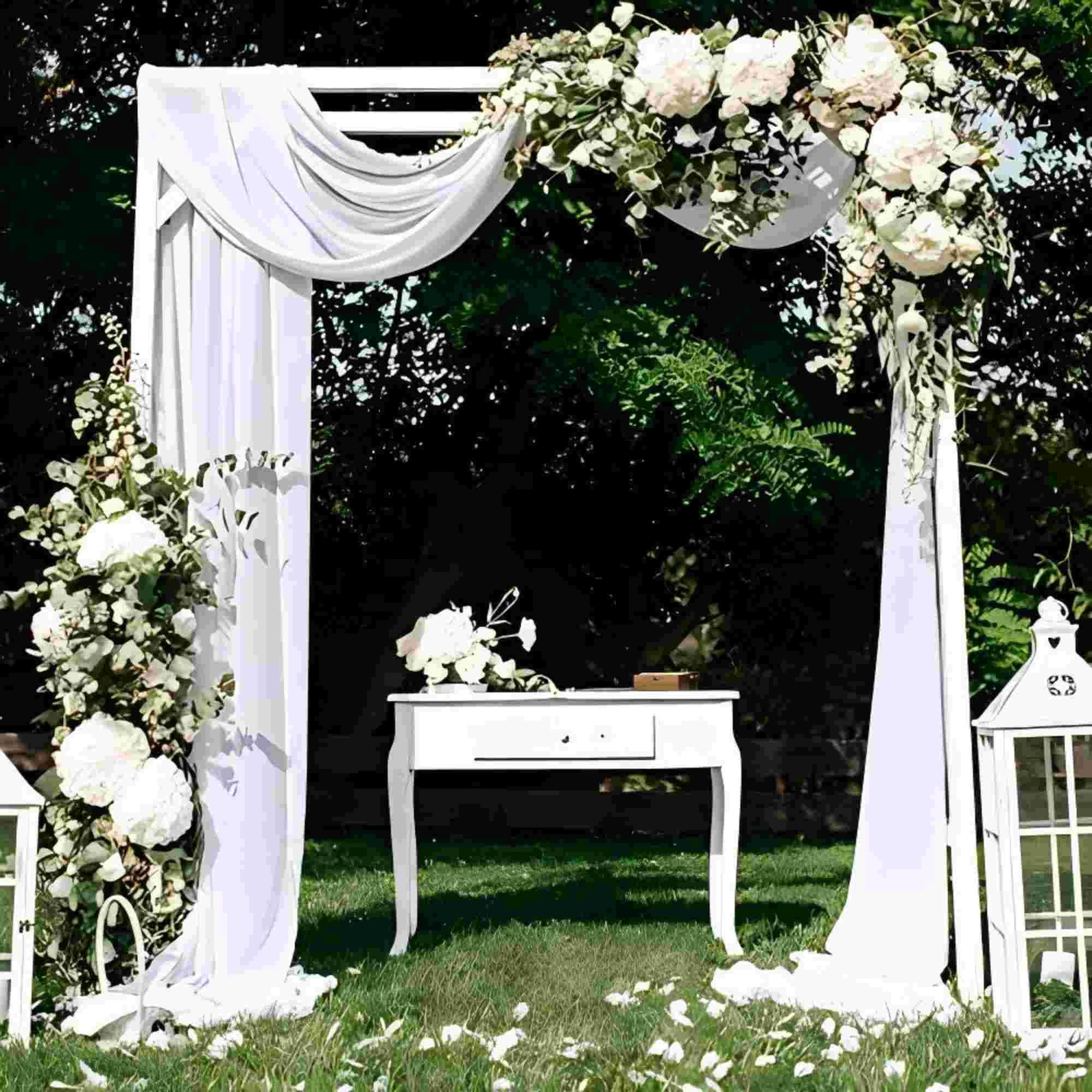 Deconovo Vorhang Querbehang Transparente Gardinen Traubogen Hochzeit Weiß, günstig online kaufen