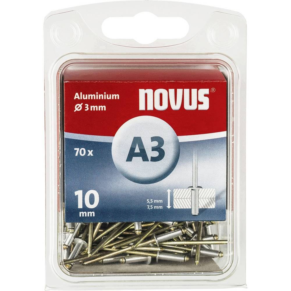 3 NOVUS Aluminium Blindniete 10 Niete x 70 A Stück mm