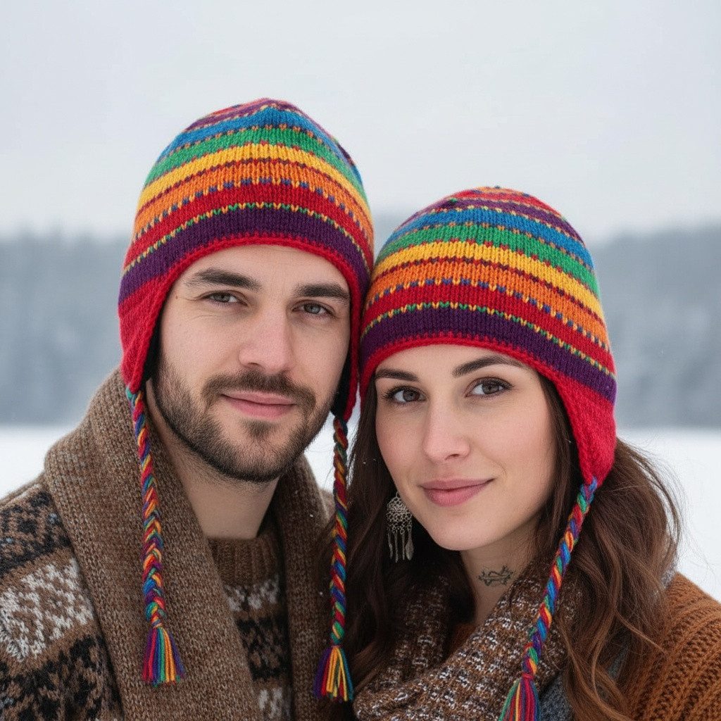 Guru-Shop Strickmütze Wollmütze mit Ohrenklappen, Norwegermütze,.. günstig online kaufen