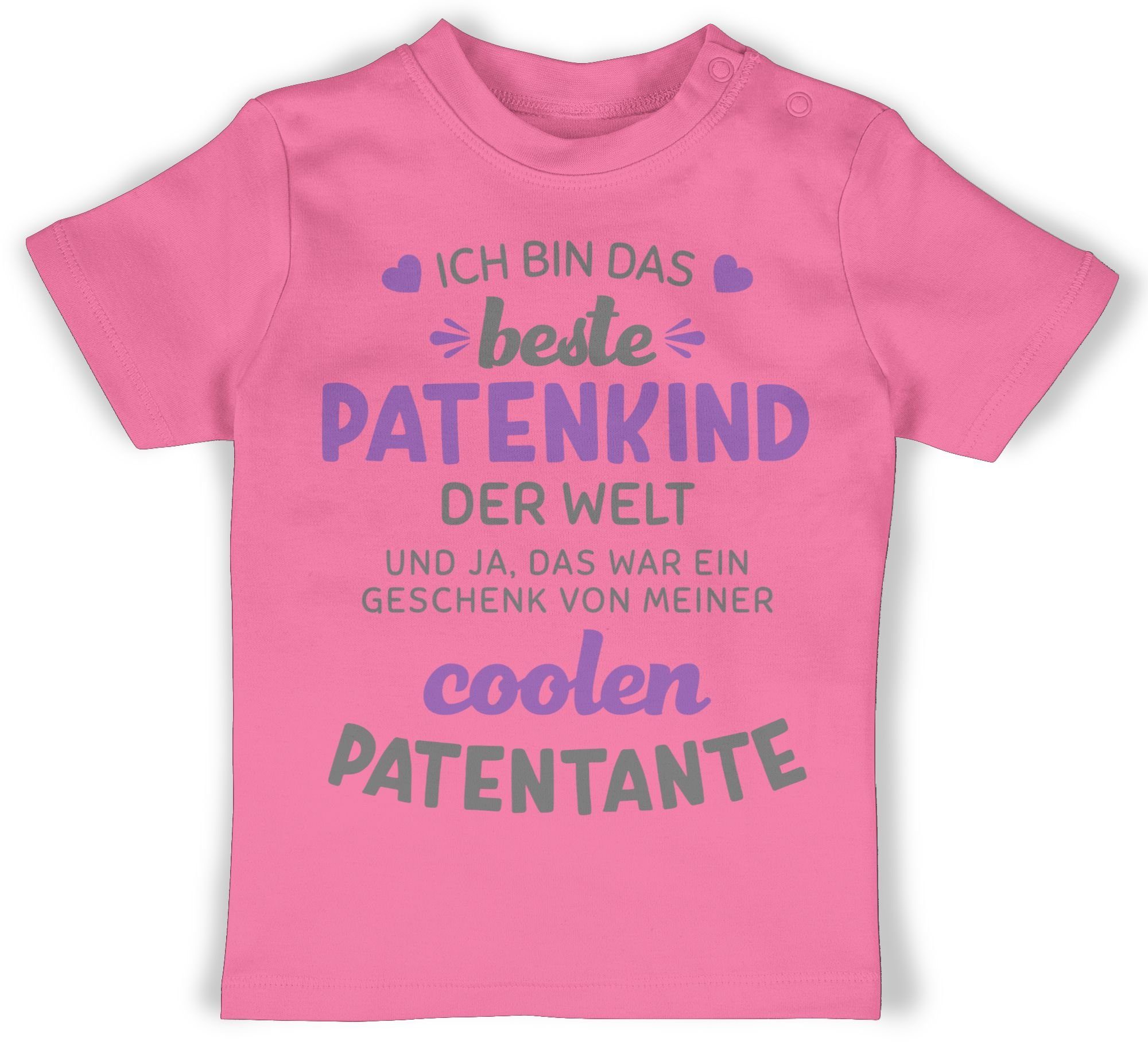 Welt Patenkind Patentante beste bin der Shirtracer 2 grau/lila T-Shirt Baby Ich das Pink