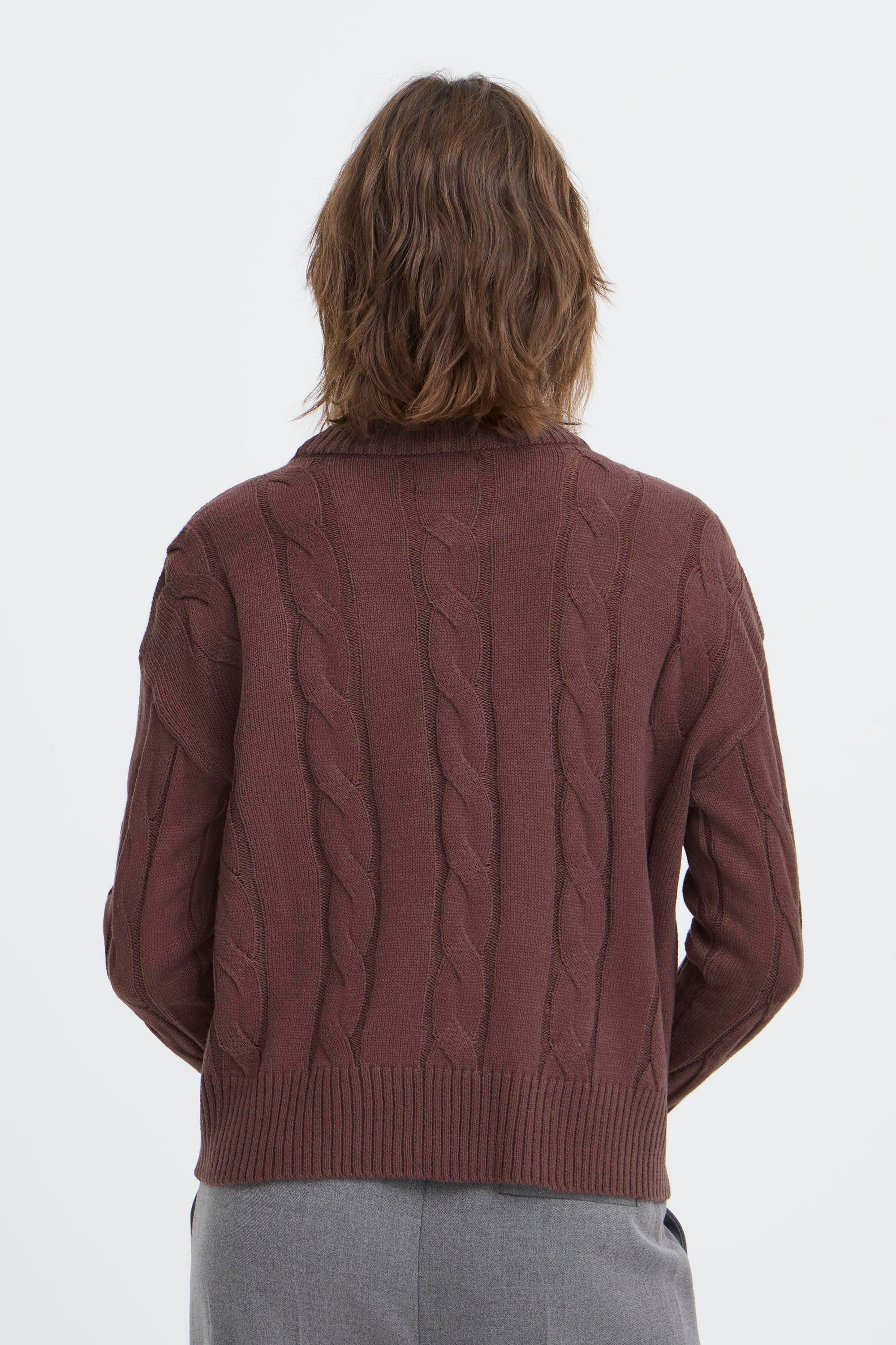 OXMO Strickpullover OXKimni Kuscheliger Pullover mit Zopfmuster