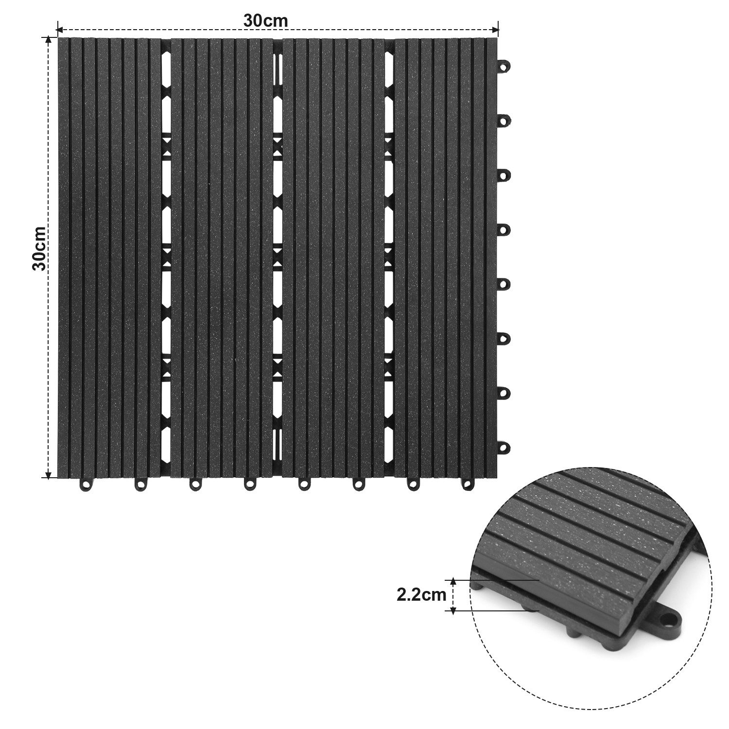 Clanmacy Holzfliesen WPC-Terrassenfliesen mit Drainagensystem Holzdielenopt günstig online kaufen