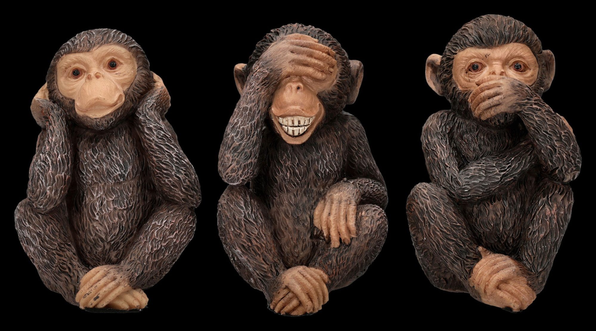 Figuren Shop GmbH Tierfigur Affen Figuren 3er Set No Evil Statue Deko Geschenk 9 cm Dekofigur