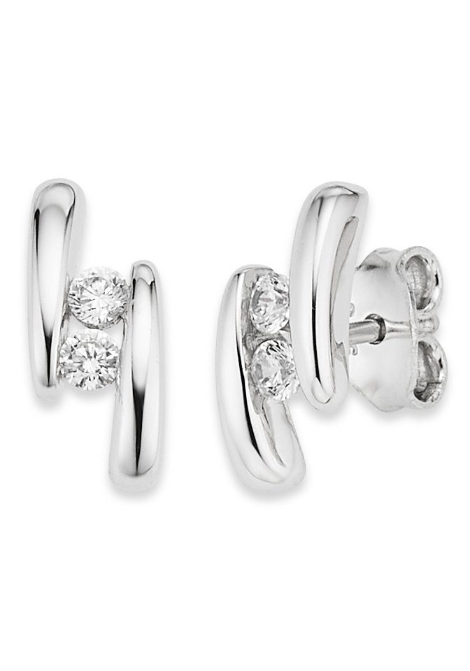 Bruno Banani Paar Ohrstecker Schmuck Geschenk Silber 925 Ohrschmuck Ohrringe Glitzerstein, mit Zirkonia (synth)