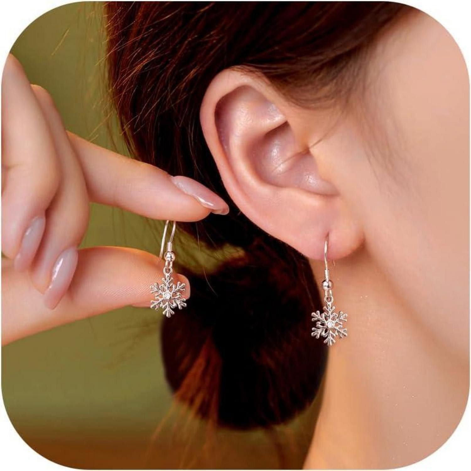 LuxusKollektion Ohrring und Ketten Set 925 Silber Weihnachten Ohrringe Damen Mädchen Hypoallergen Tropfen