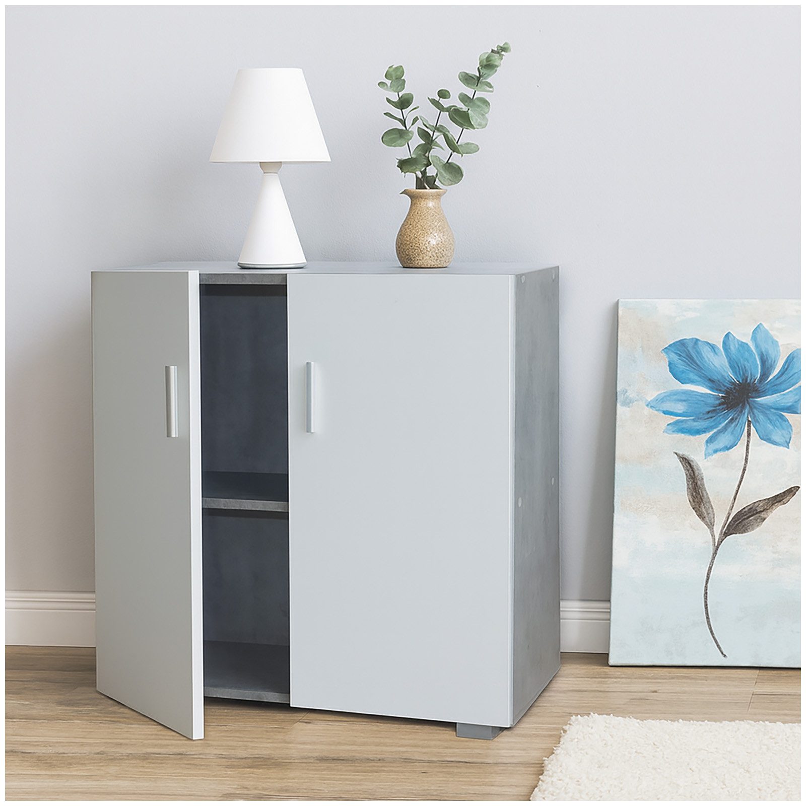 HTI-Living Sideboard Sideboard 2 Fächer Thekla Beton-Weiß (Stück, 1 St., 1 günstig online kaufen