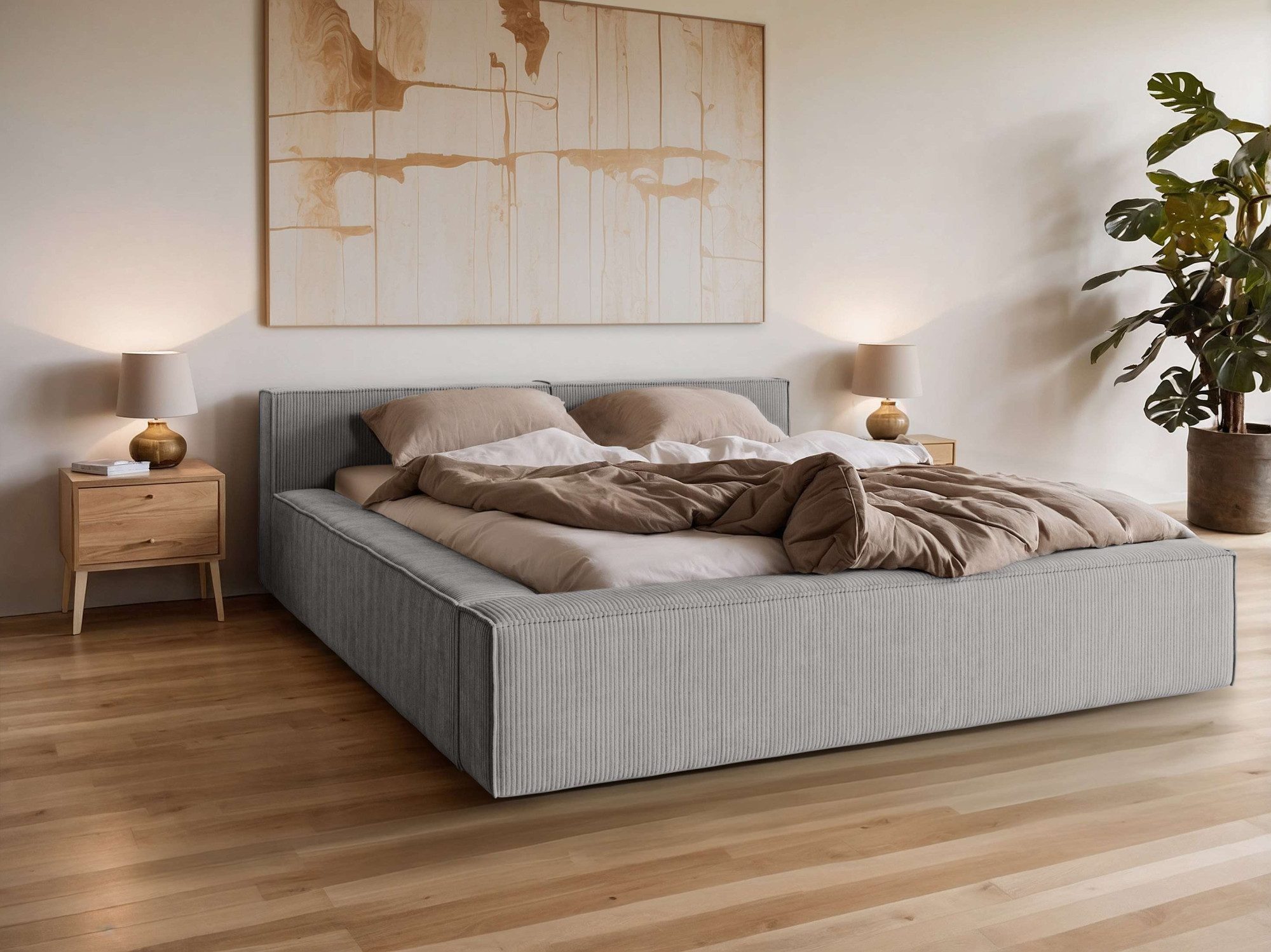 Home affaire Polsterbett LAUREDA Bettgestell mit Lattenrost, in 4 Breiten- 140, 160, 180, 200cm, mit Kopfteil und Bettkasten, ohne Matratze