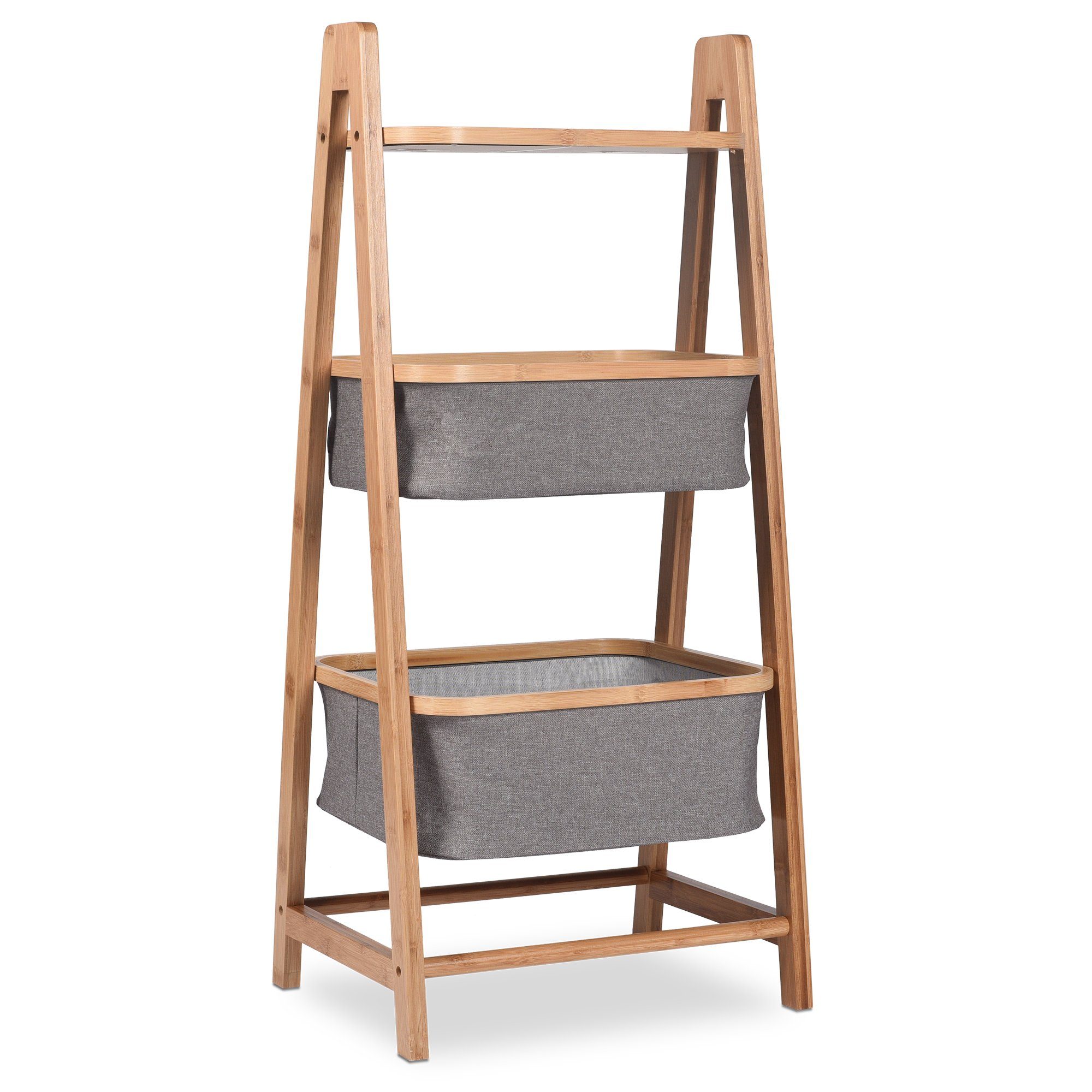 Ribelli Ablageregal Badregal, bambus, 3 Etagen, 2 Körbe