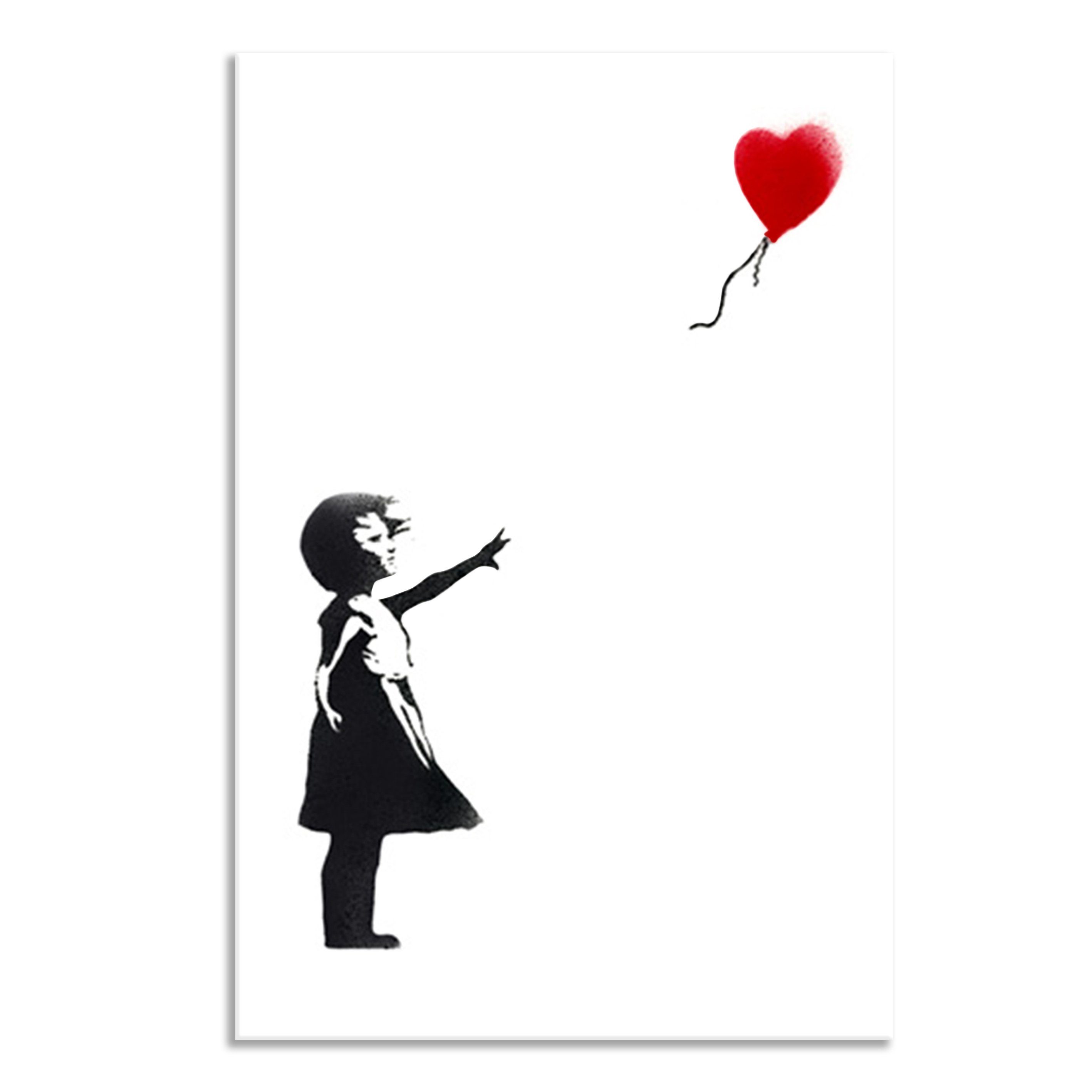 Leinwando Gemälde Leinwand Banksy Mädchen mit Herz hochkant light Streetart günstig online kaufen