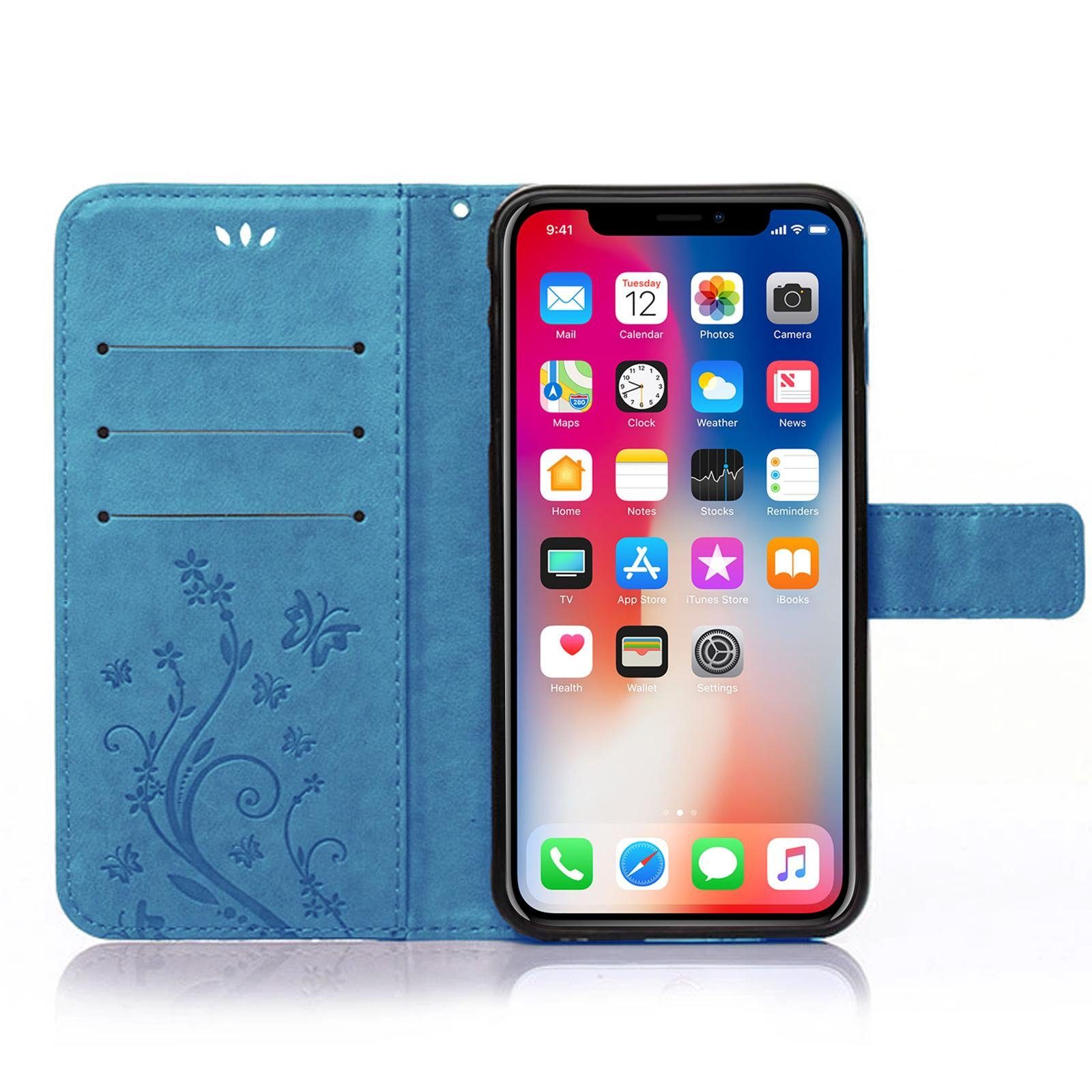 Numerva Handyhülle Bookstyle Flower für Apple iPhone XR, Handy Tasche Schutzhülle Klapphülle Flip Cover mit Blumenmuster