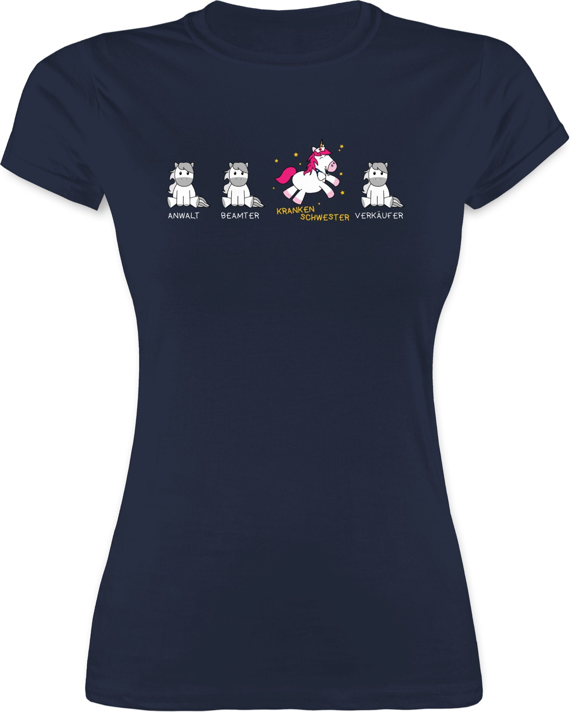 Damen Shirts Shirtracer T-Shirt Krankenschwester Einhorn - Beruf und Job Geschenke - Damen Premium T-Shirt (1-tlg) Krankenschwes