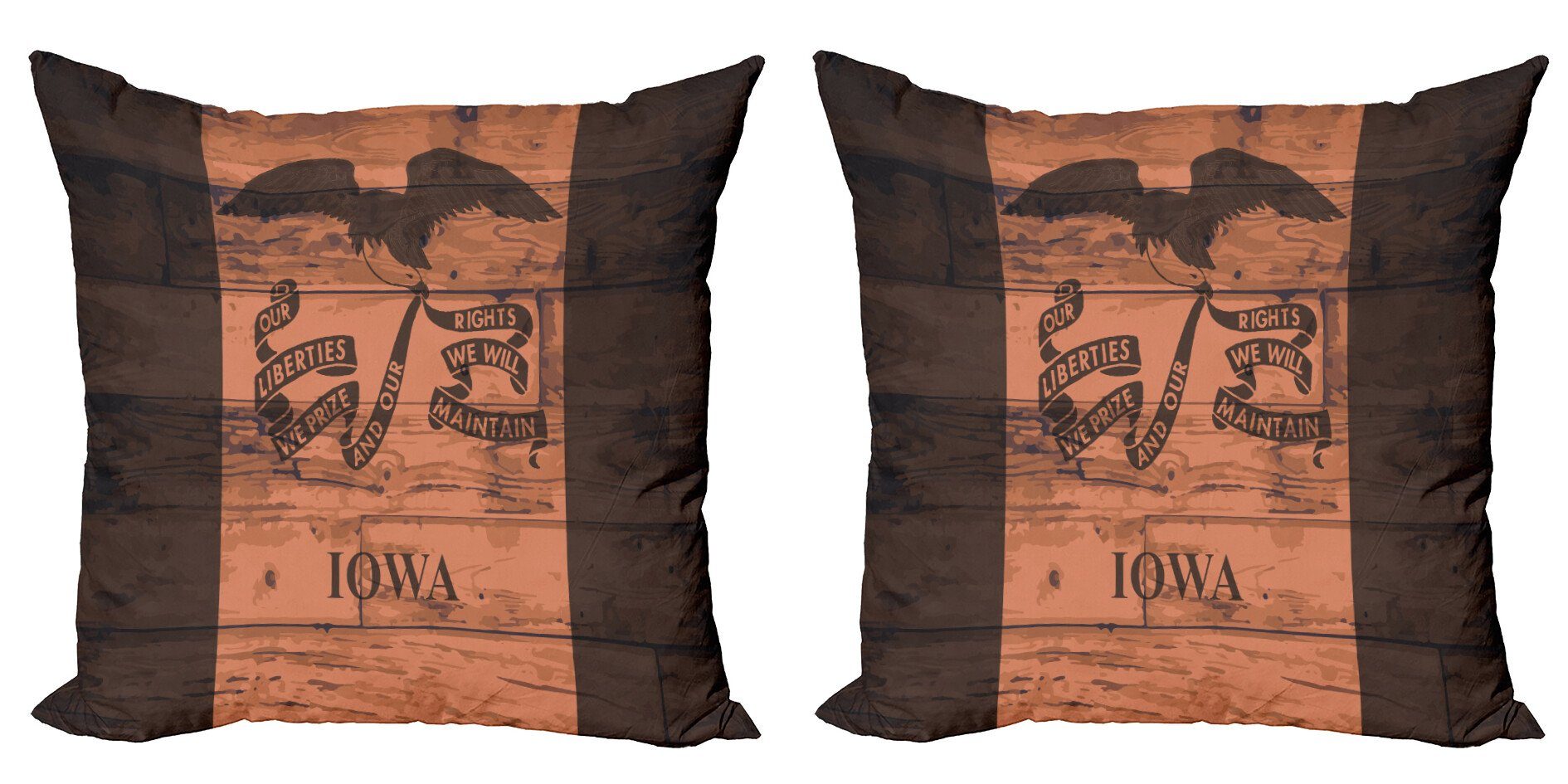 Kissenbezüge Modern Accent Doppelseitiger Digitaldruck, Abakuhaus (2 Stück), Iowa State Iowa-Flagge auf Holzplanken