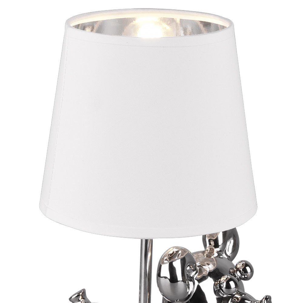 etc-shop Smarte LED-Leuchte, Keramik Textil- LED Lampe silber Tisch Smart DIMMER Hund RGB